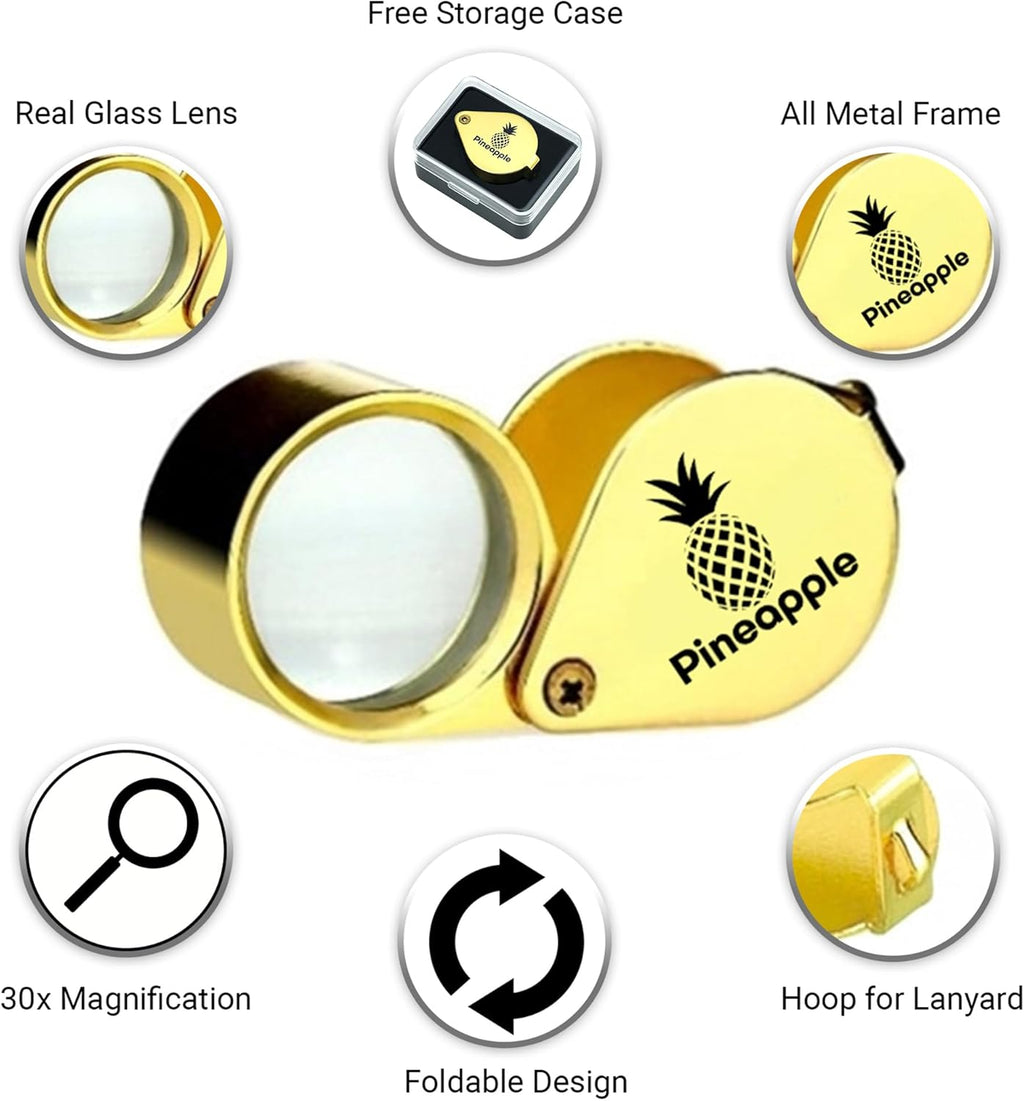 30X Jewelers Loupe Magnifier Foldable Pocket Magnifying Glass Small Jewelry Eye Loop for Jewelers, Gems, Diamonds