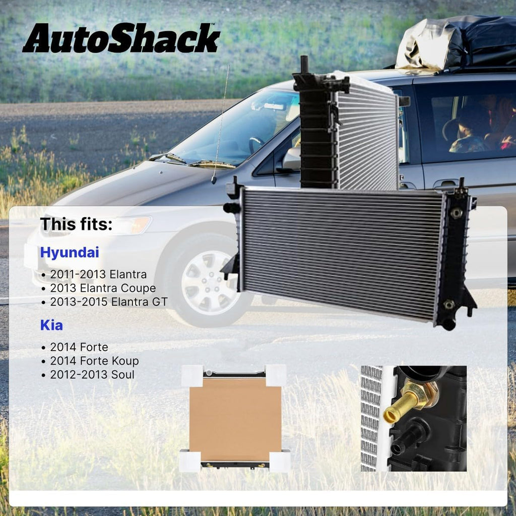 AutoShack Radiator for Hyundai, Elantra 2011-2013, L4 1.8L
