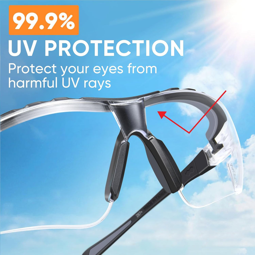 Anti-Fog Safety Glasses for Men and Women, ANSI Z87.1 Scratch Proof Eye Goggles with Adjustable Arms and UV Protection