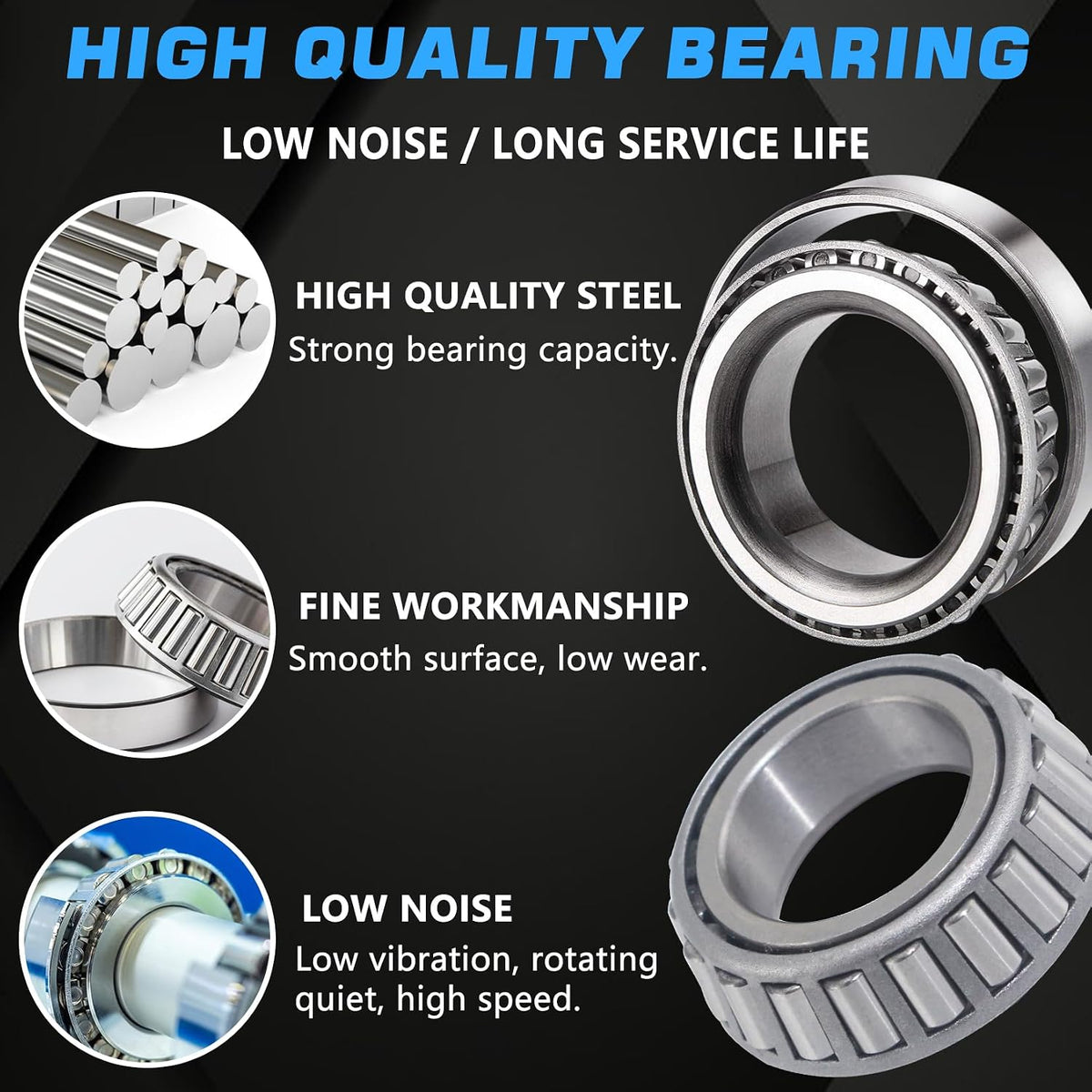 2 Sets Trailer Hub L44649 L68149 Bearings Kit with Tang Washers