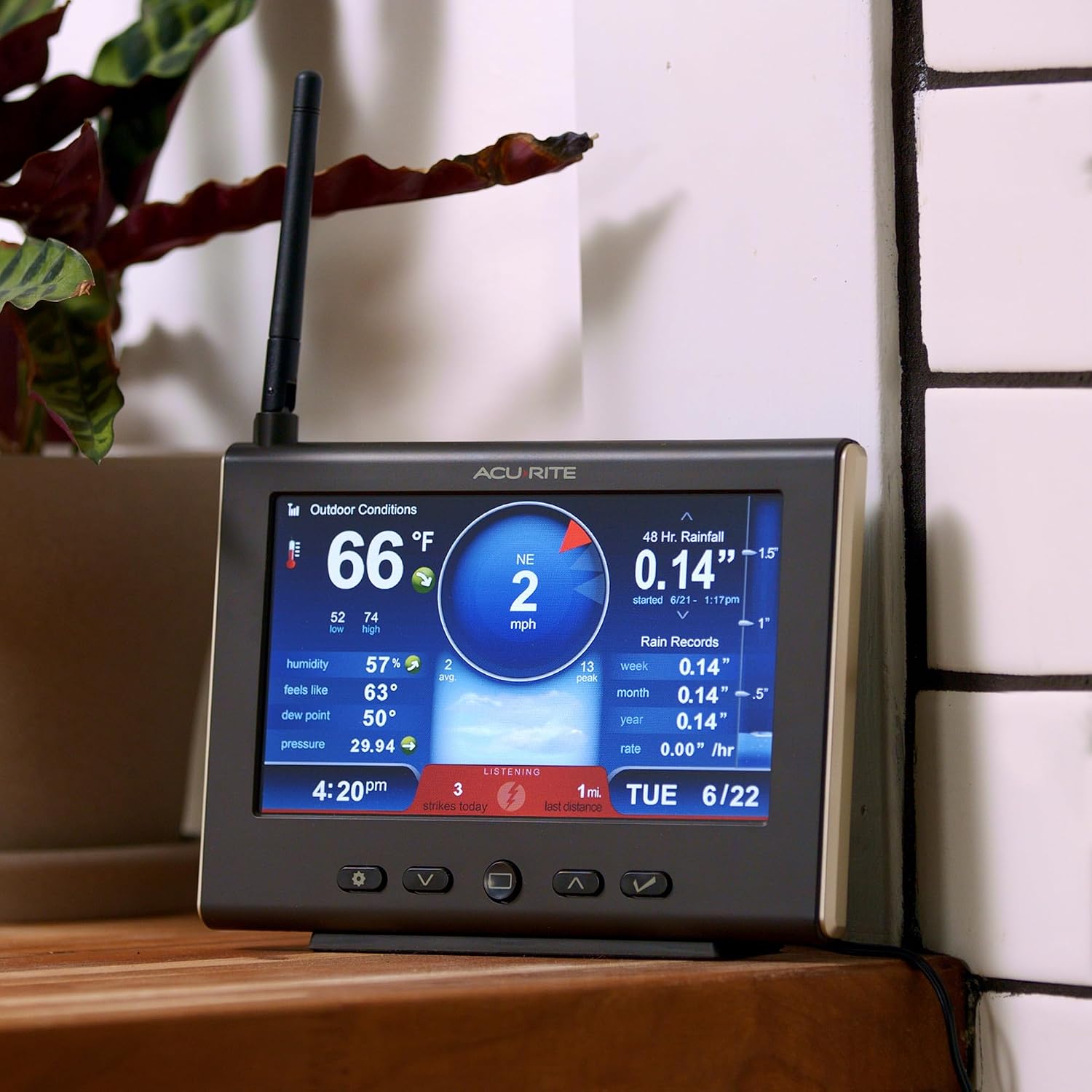 Iris Weather Station with Rain Gauge and Wind Speed/Direction, Indoor Outdoor Thermometer Wireless Outdoor Sensor for