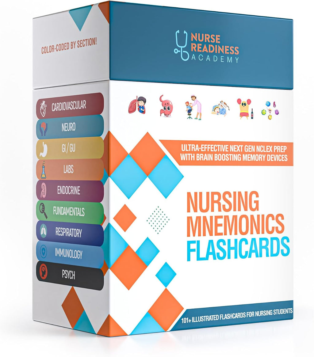 Nursing Mnemonics Flashcards: 101+ Illustrated Flashcards for Nursing Students with Proven Memory Devices to Crush