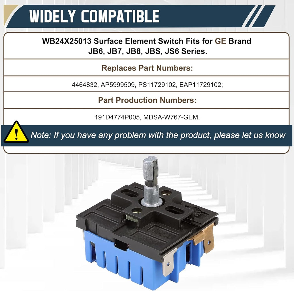 WB24X25013 Range Surface Element Control Switch Compatible with GE