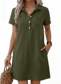 Womens Summer Casual Short Sleeve Shirt Dresses