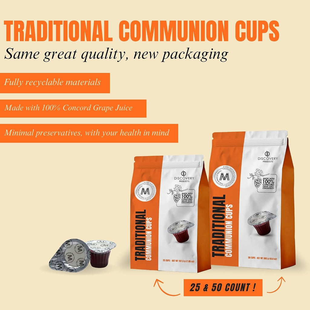 DISCOVERY PRODUCT Prefilled Communion Cup & Wafer,Travel 25ct Traditional