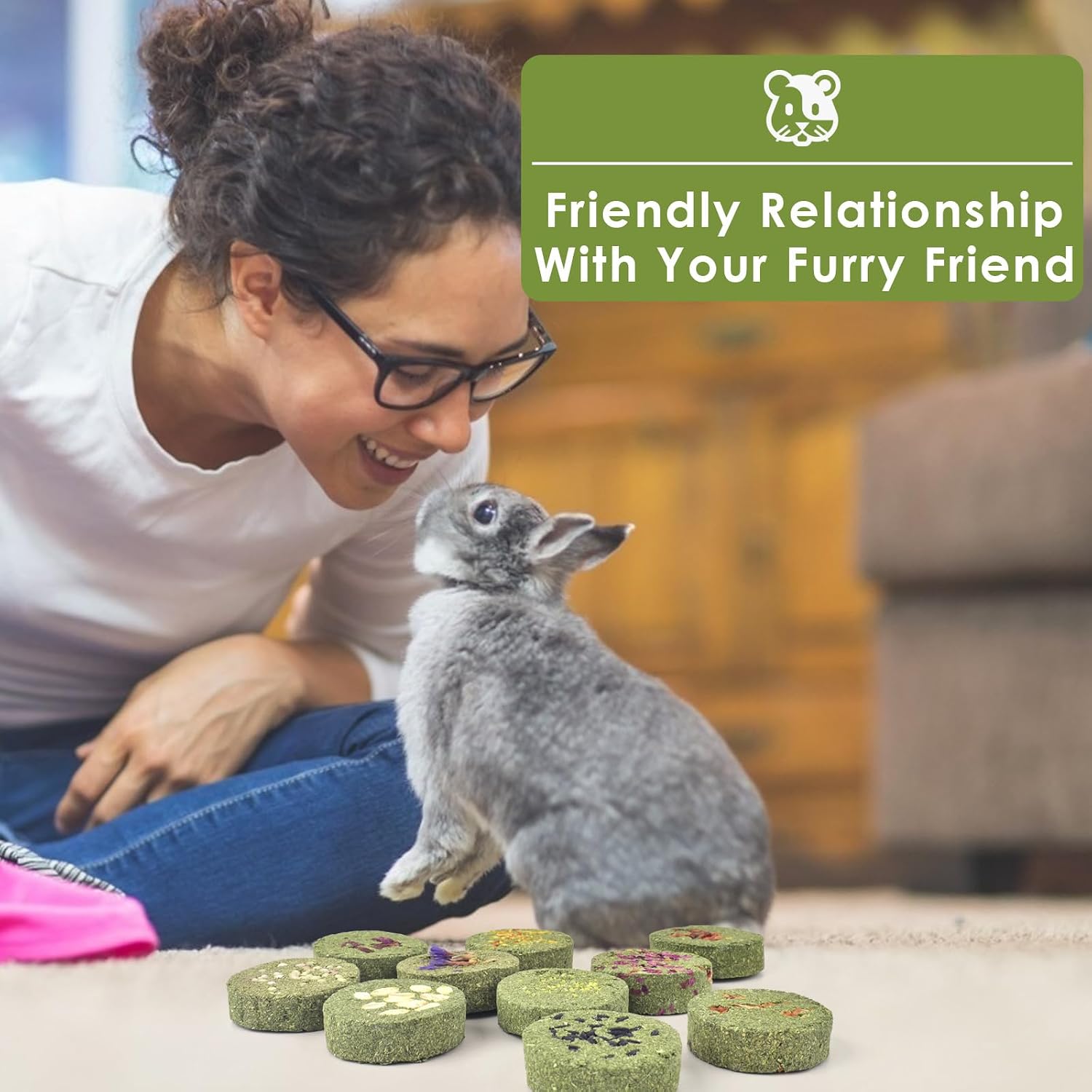 Treats Rabbit Toys, 100% Edible Premium Timothy Hay Chew A Blocks for Rabbits, Chinchilla Treats, Chew Toys for Teeth