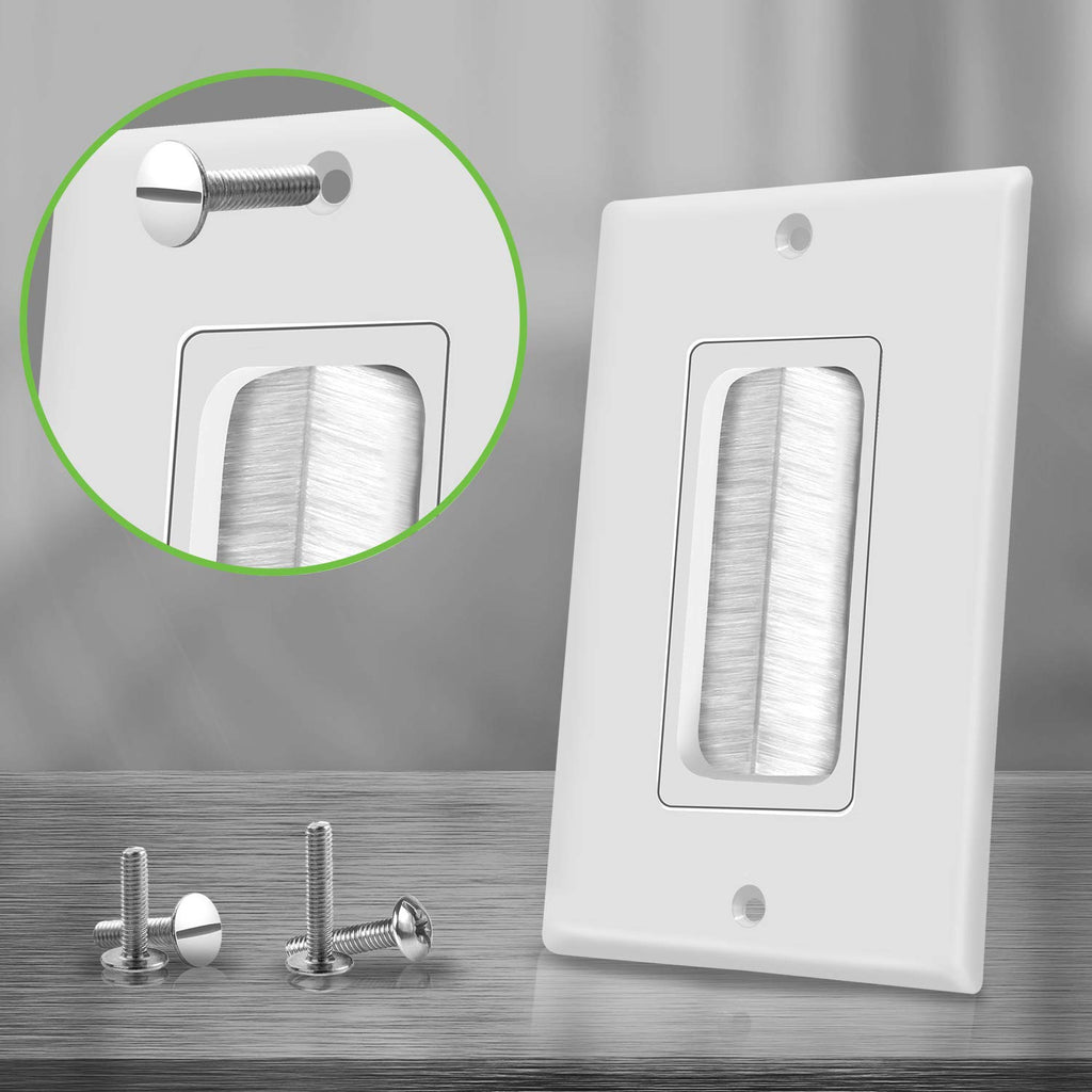 TOPGREENER 1-Gang Bristled Brush Pass-Through Wall Plate, 6-Pack
