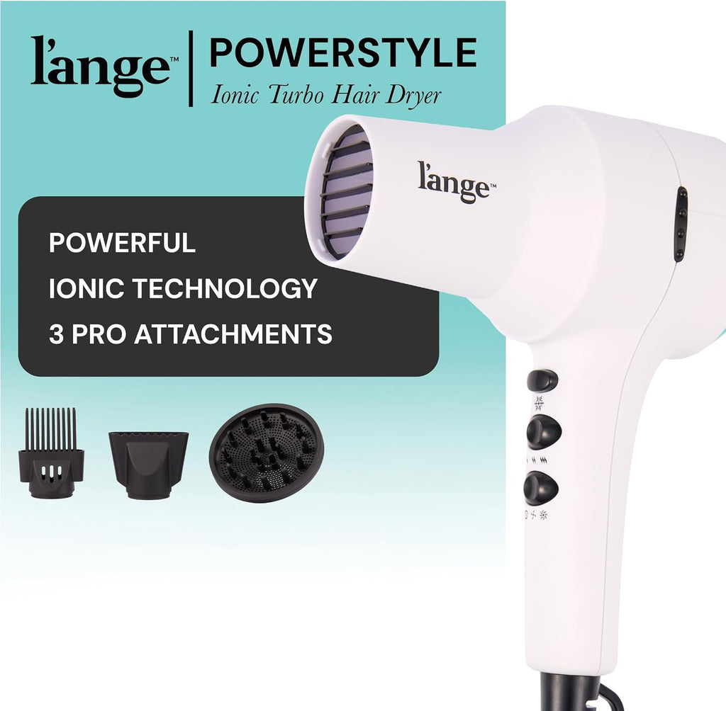 PowerStyle Turbo Ionic Hair Dryer | 1875 Watt Professional Blow Dryer with Diffuser & Concentrator | Multiple Heat &