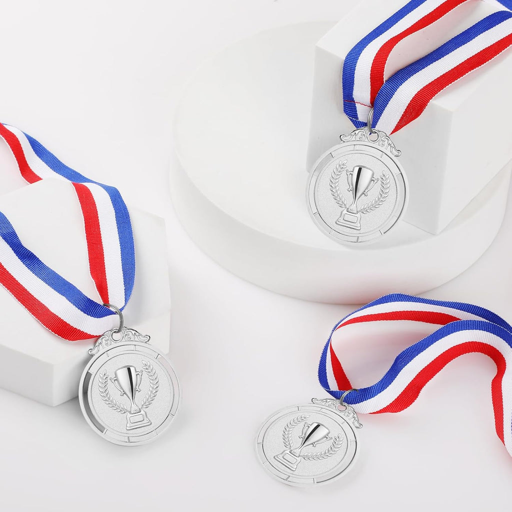 12 Pieces Gold Medal with Neck Ribbons, Kids Reward Medal, Winner Medals Gold Prizes for Sports, Competitions, Party