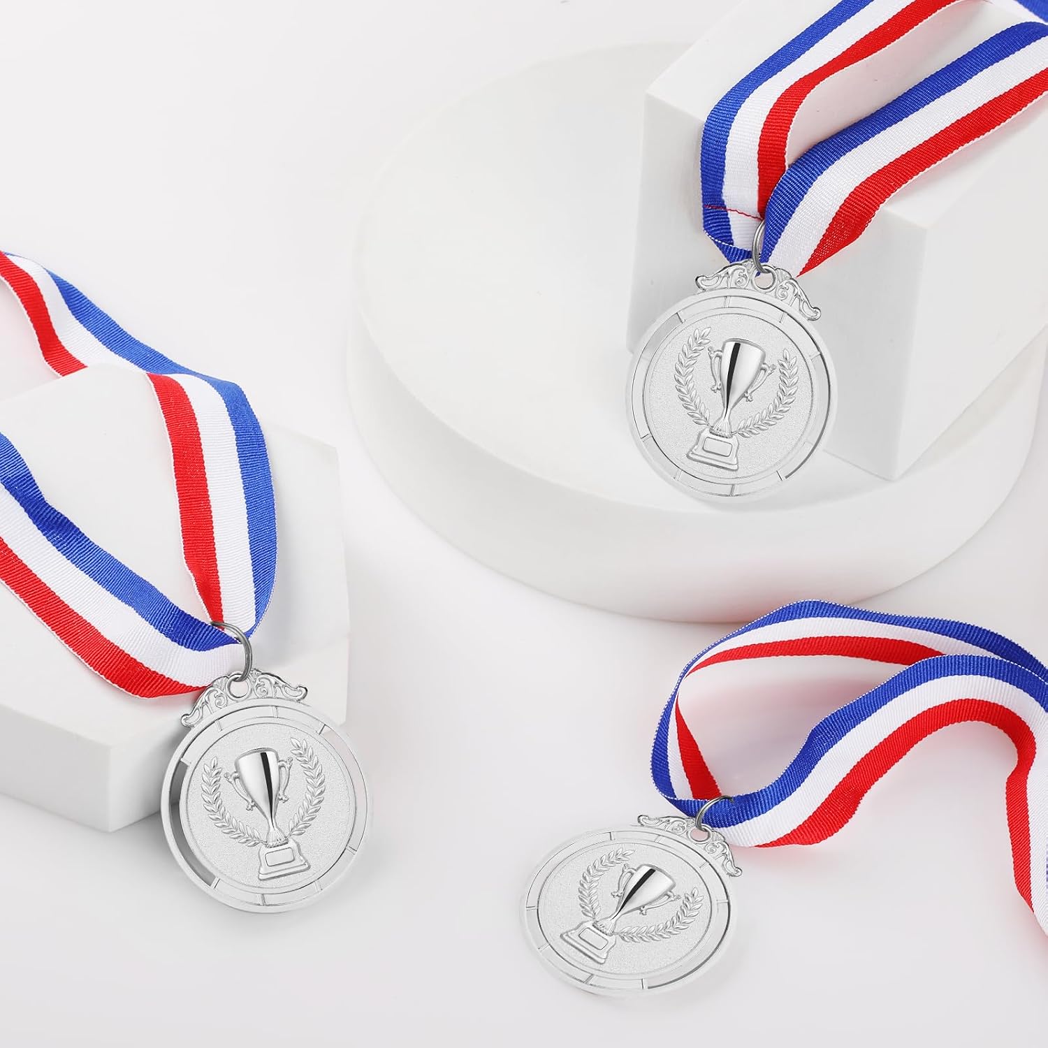 12 Pieces Gold Medal with Neck Ribbons, Kids Reward Medal, Winner Medals Gold Prizes for Sports, Competitions, Party