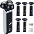 5-Pack Electric Rotary Shavers for Men 3D Floating Head Rotary Razor USB-C Rechargeable Easy Clean Magnetic Head