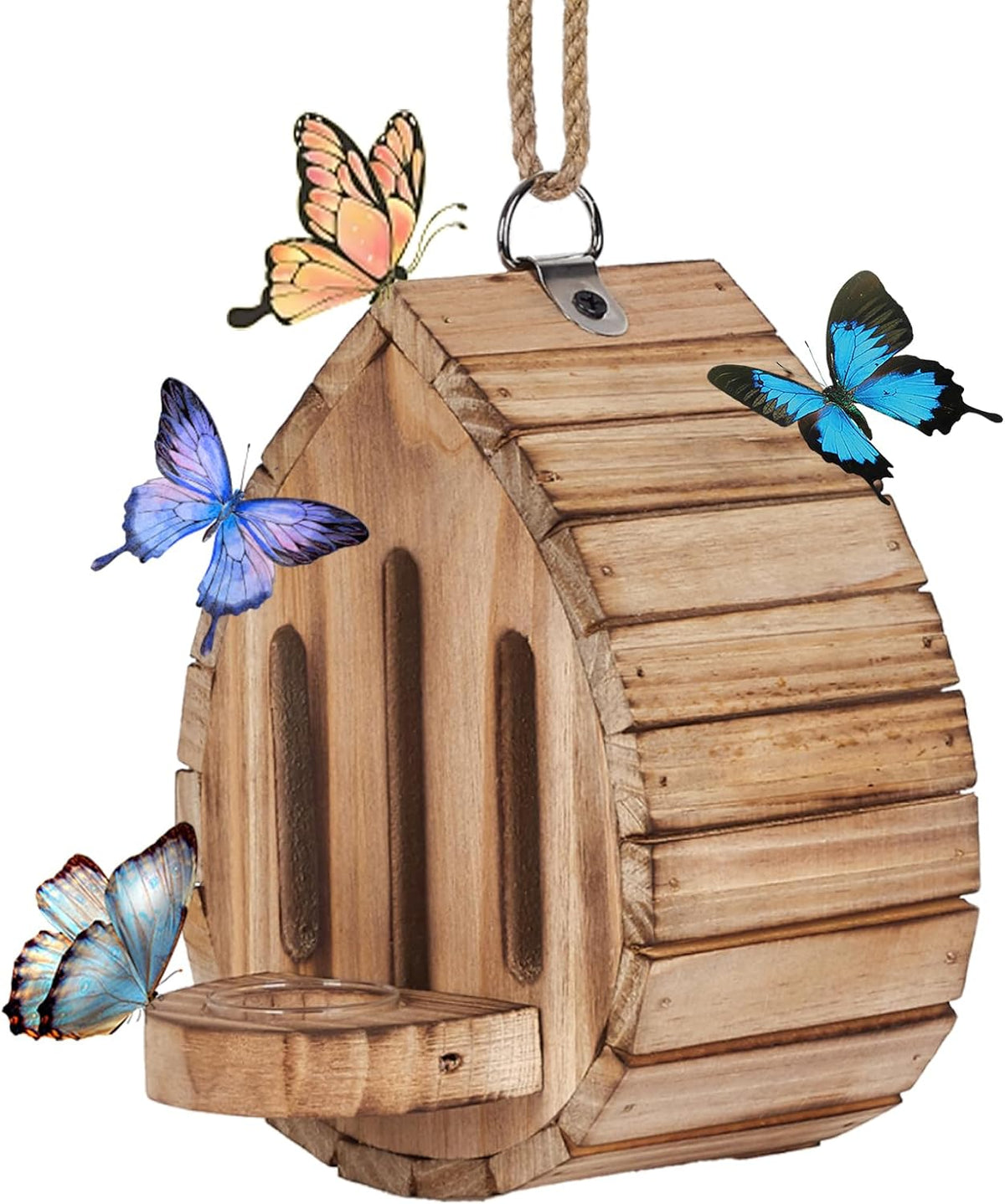 Butterfly House Butterfly Habitat Garden - Wooden Butterfies Houses with Feeder Hanging Garden Decoration Natural