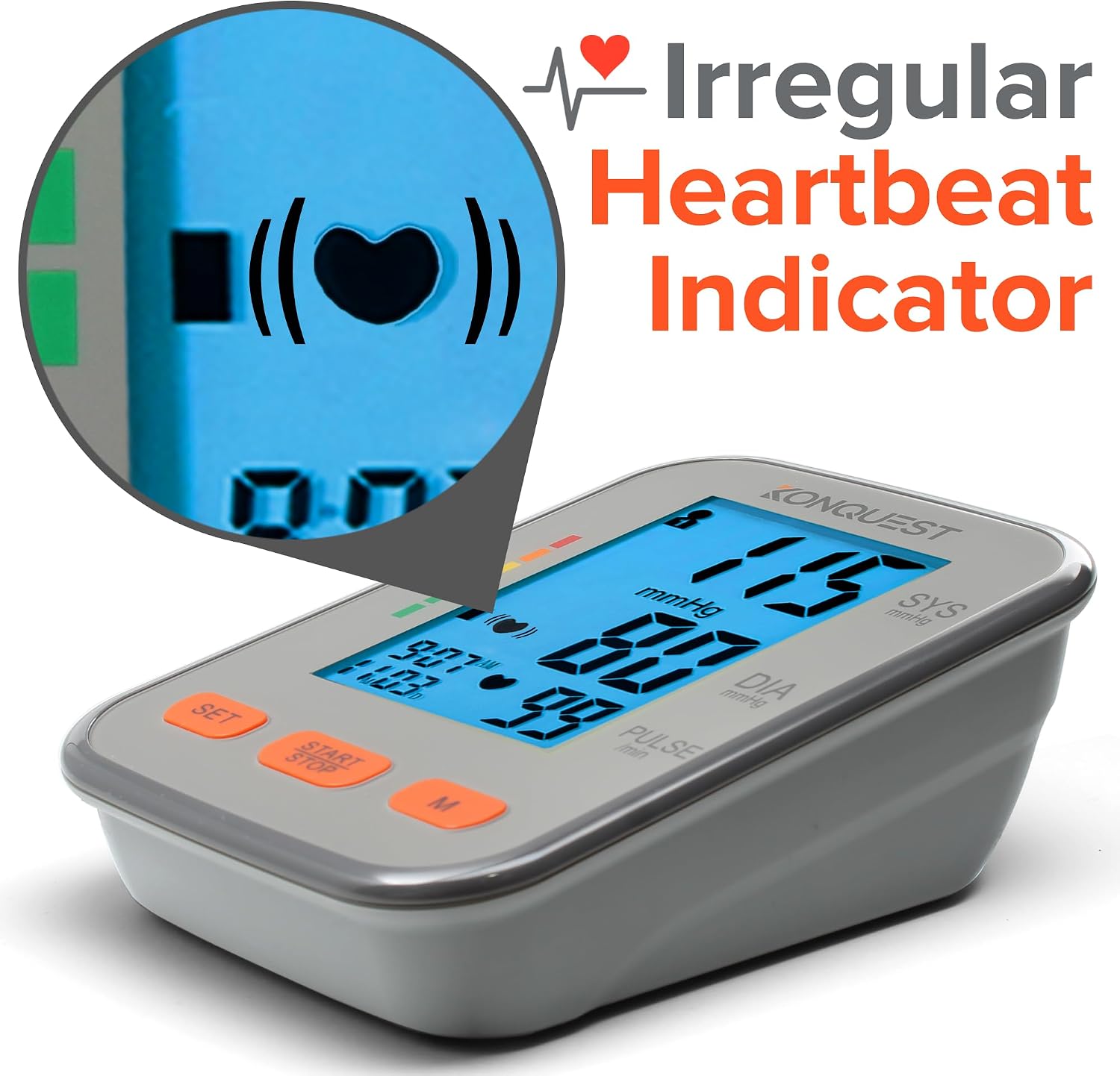 KBP-2704A Automatic Upper Arm Digital Blood Pressure Monitor - Large Backlit Display - Irregular Heartbeat Detector