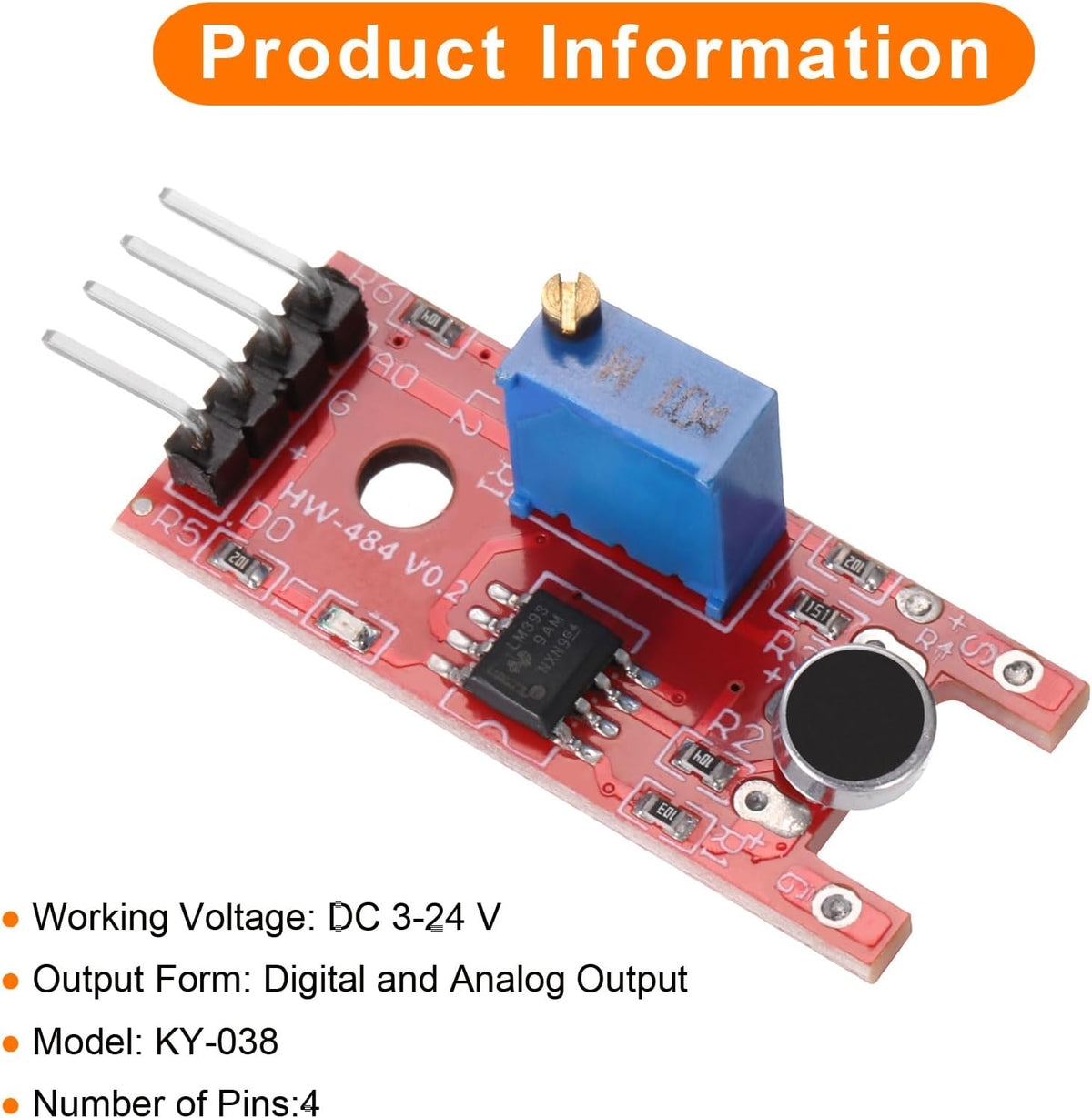 MECCANIXITY 2 Pcs Microphone Sound Sensor KY-038 Voice Detection Module Voice Sound Detection Sensor Module for Voice-Activated Switch