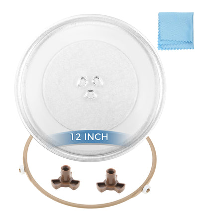 12" Glass Microwave Plate with Roller Ring & Coupler Feet Kit