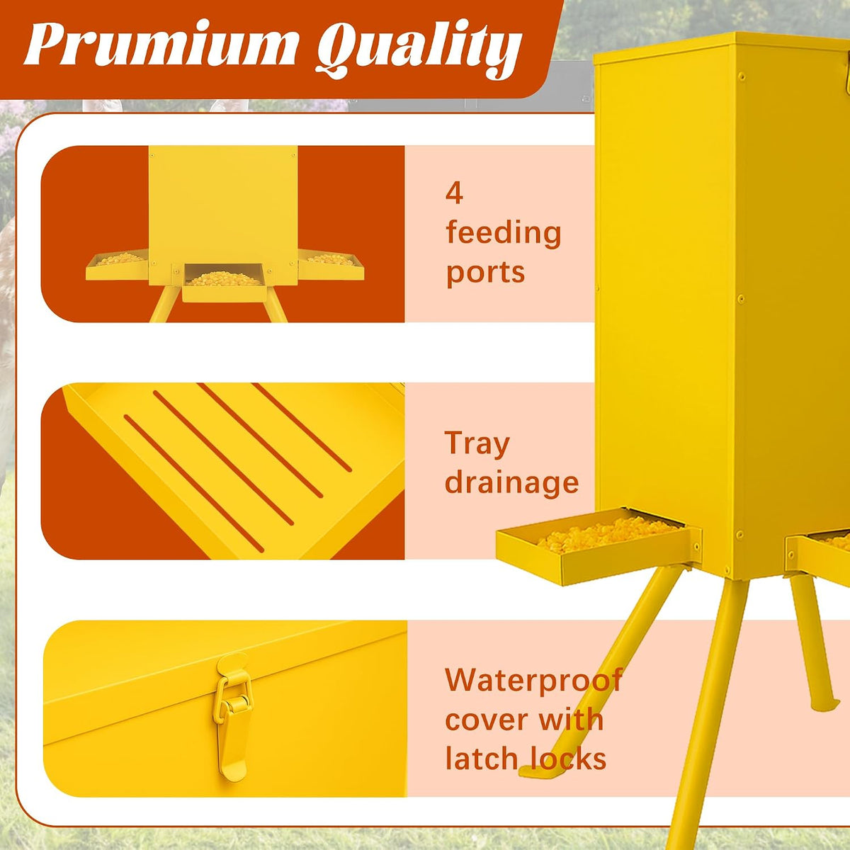 85lbs Deer Feeder,Weatherproof Deer Feeders with 4 Feeding Tray and 4-Leg Stand,Heavy Duty Metal Gravity Feeder for