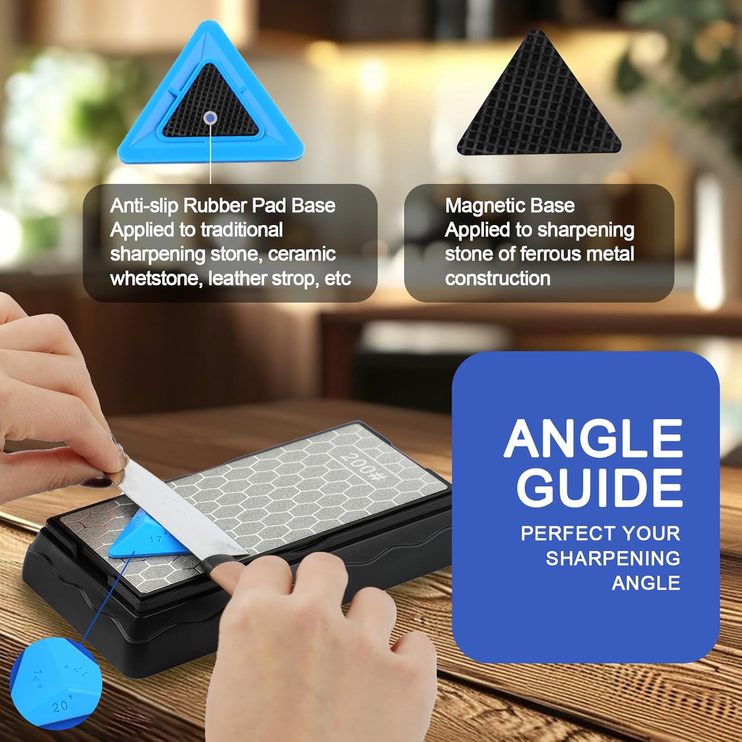 Double-sided Diamond Sharpening Stone,Knife Sharpening Stone with Extra Fine 1200/Coarse 400 Grit Diamond Plate