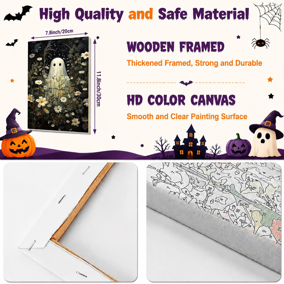 2 Pack Halloween Paint by Numbers Kit for Adults (Ghost, 8x12inch)