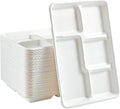 Compostable 5 Compartment Paper Plates, 100 Pack, 12.5 x 8.6 inch