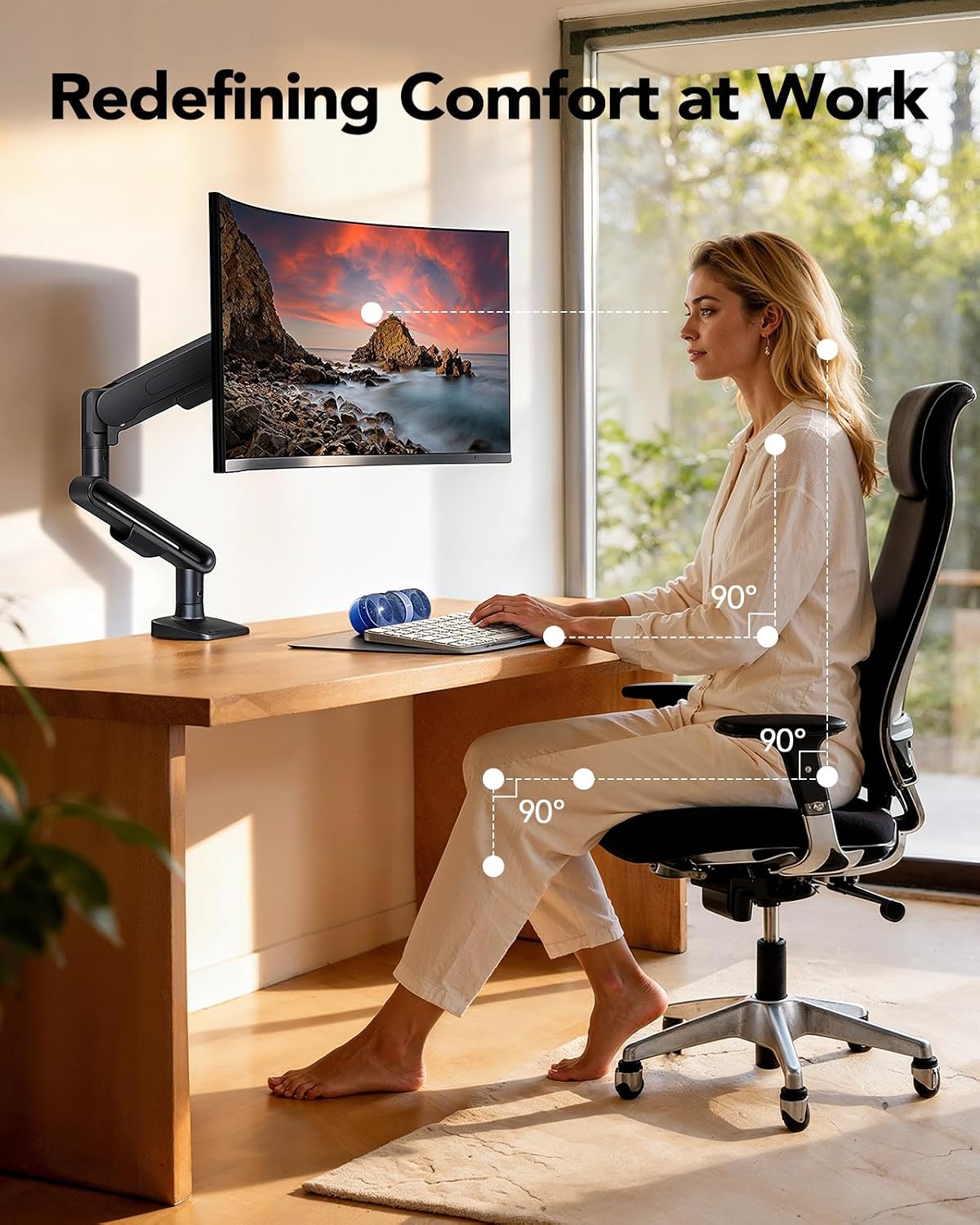 Ultrawide Monitor Arm for 13 – 40" Screens, Single Monitor Mount Holds up to 26.4lbs, Adjustable Monitor Stand with