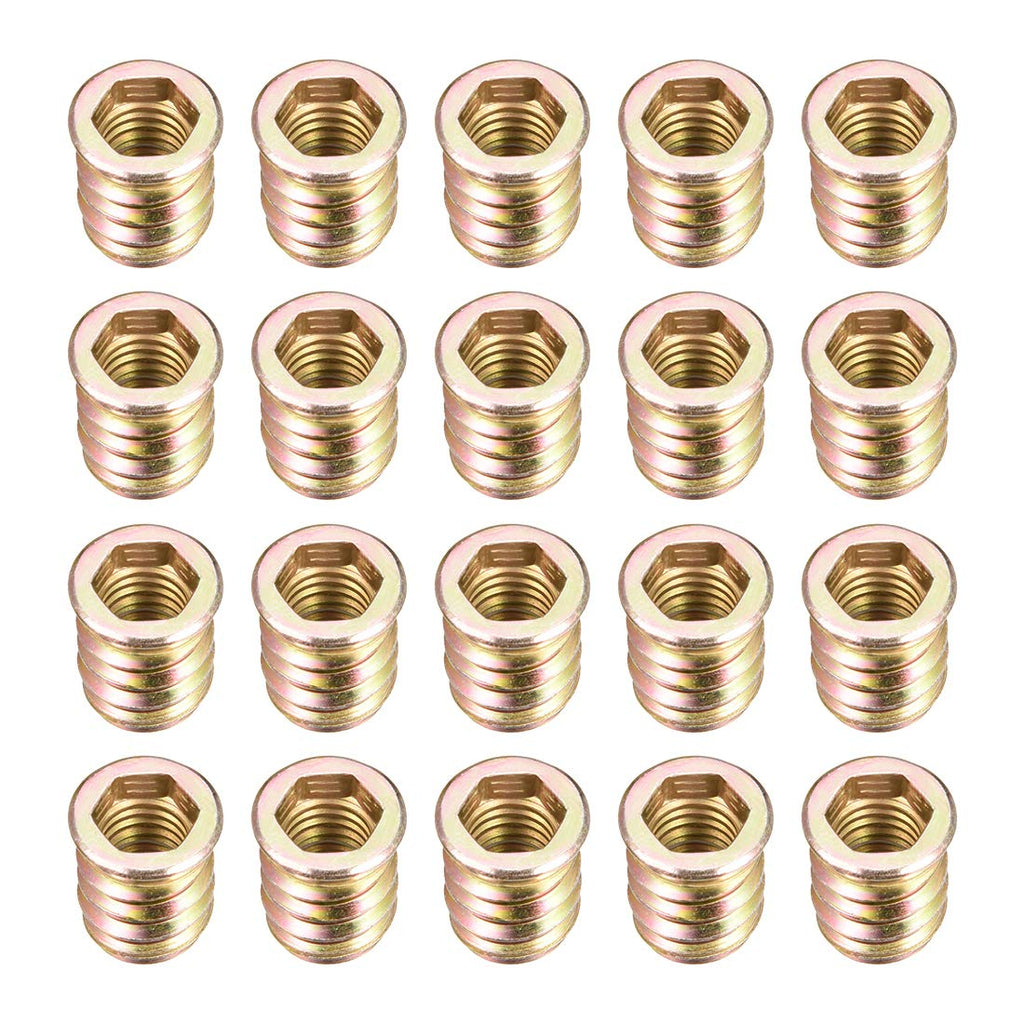 uxcell Wood Furniture M10x20mm Threaded Insert Nuts Interface Hex Socket Drive 20pcs