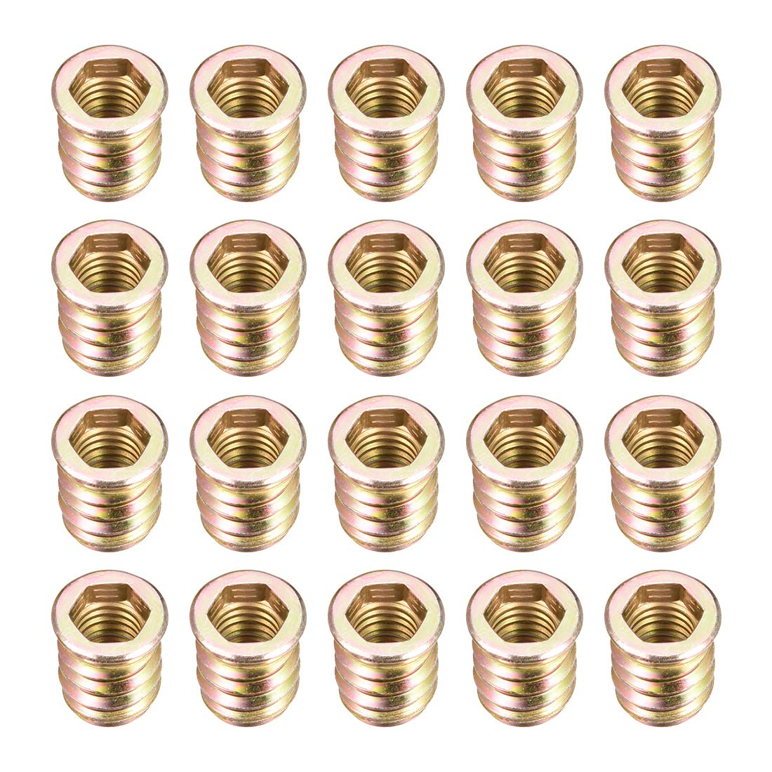 uxcell Wood Furniture M10x20mm Threaded Insert Nuts Interface Hex Socket Drive 20pcs
