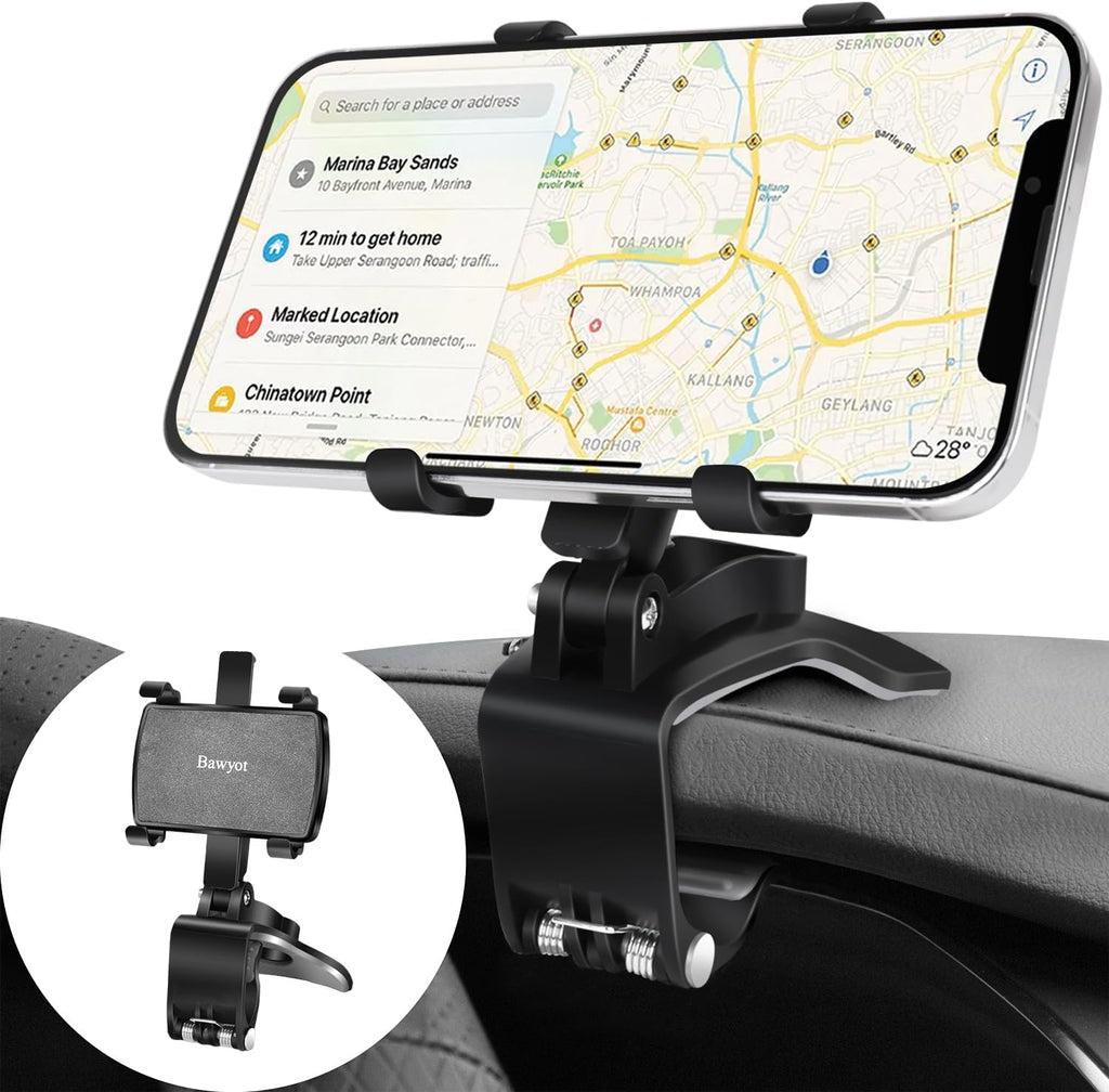 Car Phone Holder Dashboard Phone Mount 360 Degree Rotation Multifunctional Clip Design Car Universal Phone Mount