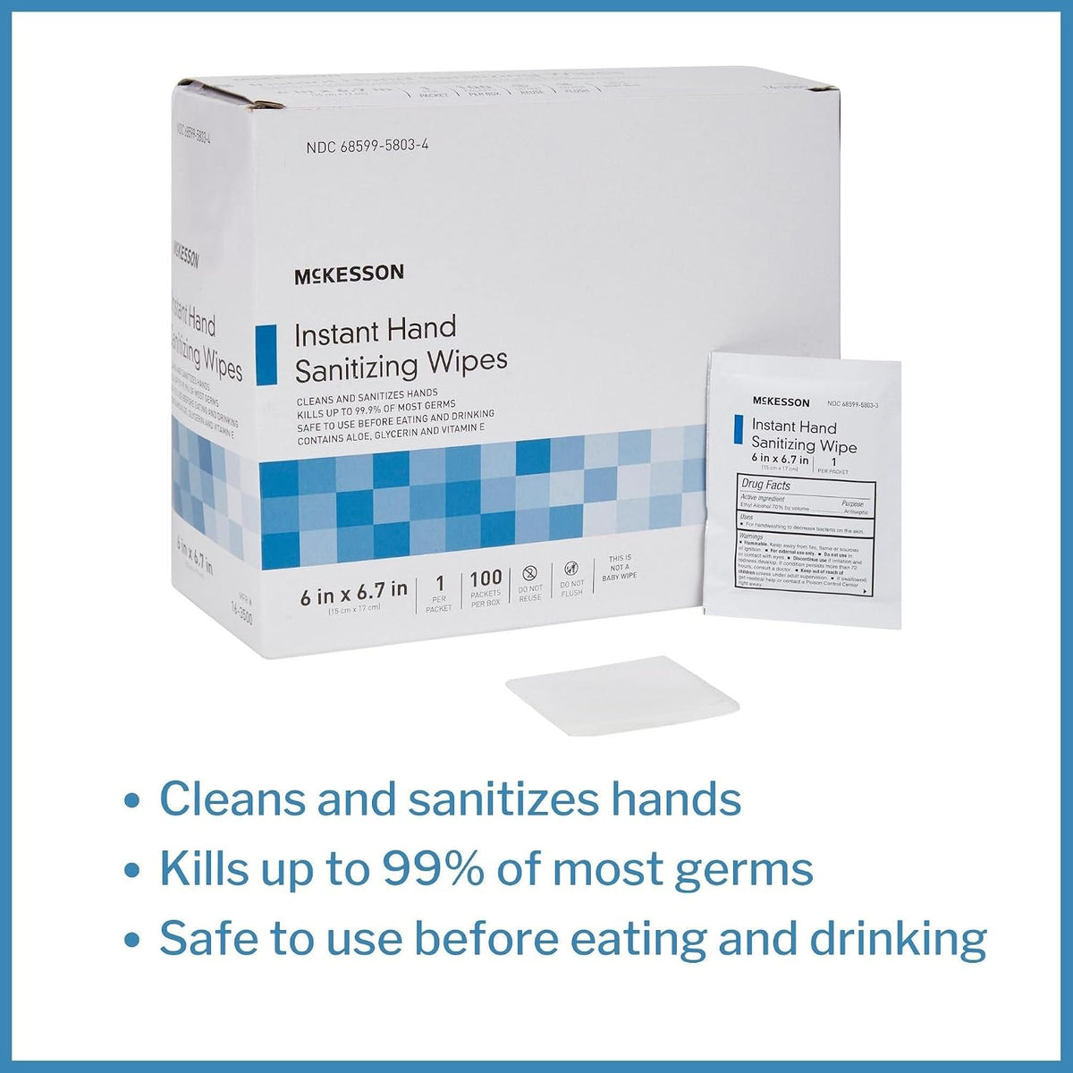 Hand Sanitizing Wipes Alcohol Wipes w/Aloe and Vitamin E, 100 ct