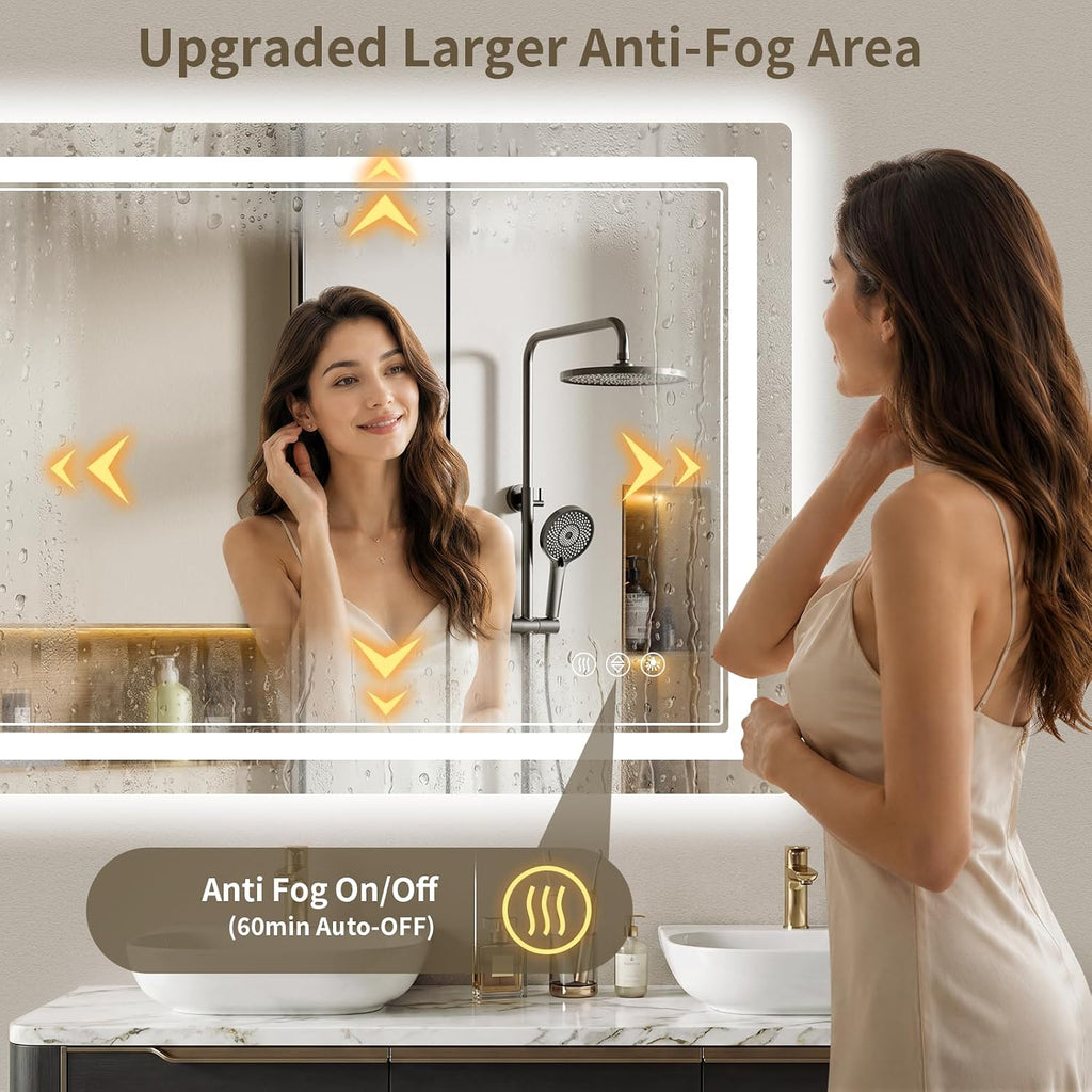 30"x40" LED Bathroom Mirror with Lights, Backlit + Front Lit, Anti-Fog, Lighted Bathroom Mirror for Wall, HD