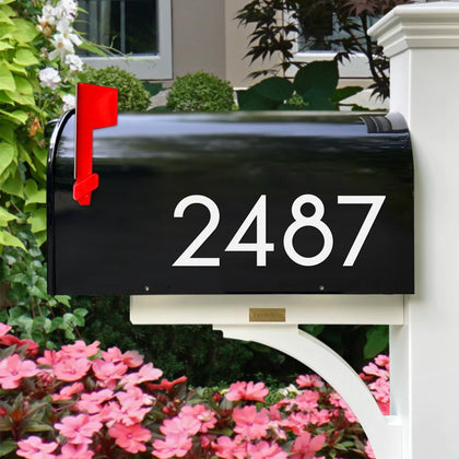 Reflective Mailbox Numbers, White Self Adhesive Numbers for Mailbox (4" x 2 Sets, 3" x 1 Sets), Modern Style, Premium