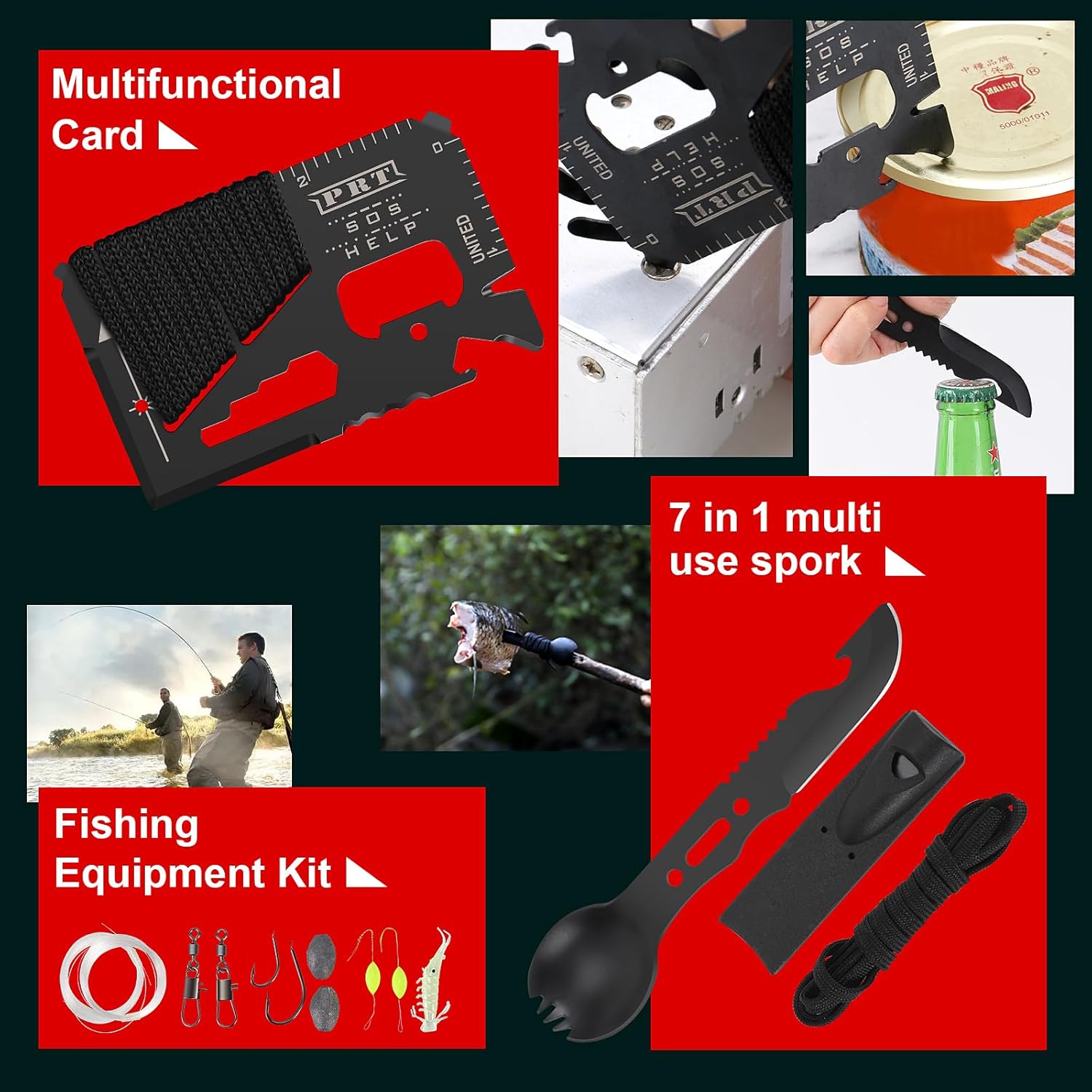 Survival Kits, Survival Gear and Equipment 116-in-1, Emergency Kit with First Aid Kit, Tactical Pen, Fishing Kit