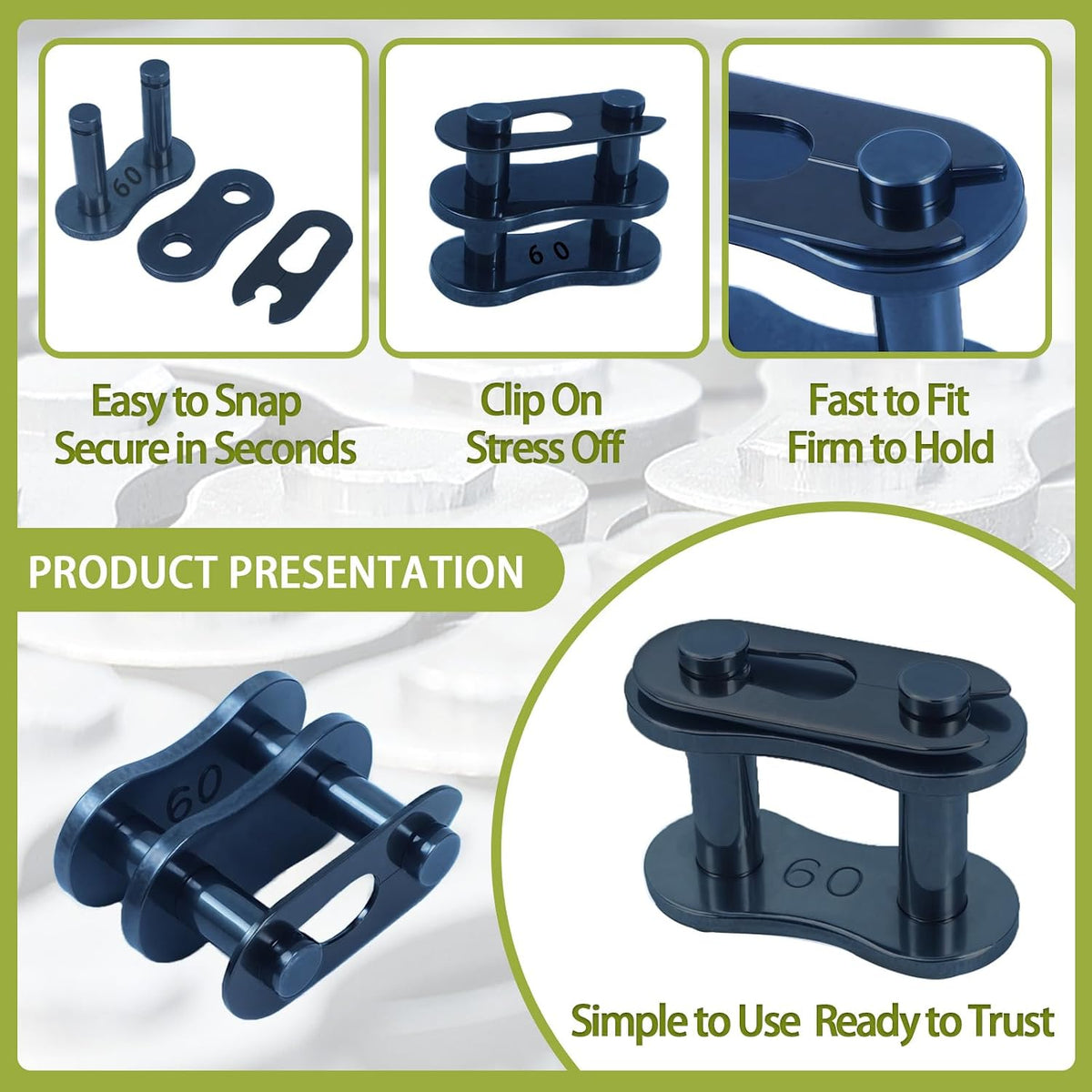 #50 Roller Chain Offset Half Link - 5/8" Pitch, ANSI-Compatible, Carbon Steel, 5-Pack for Chain Length Adjustment & Repairs