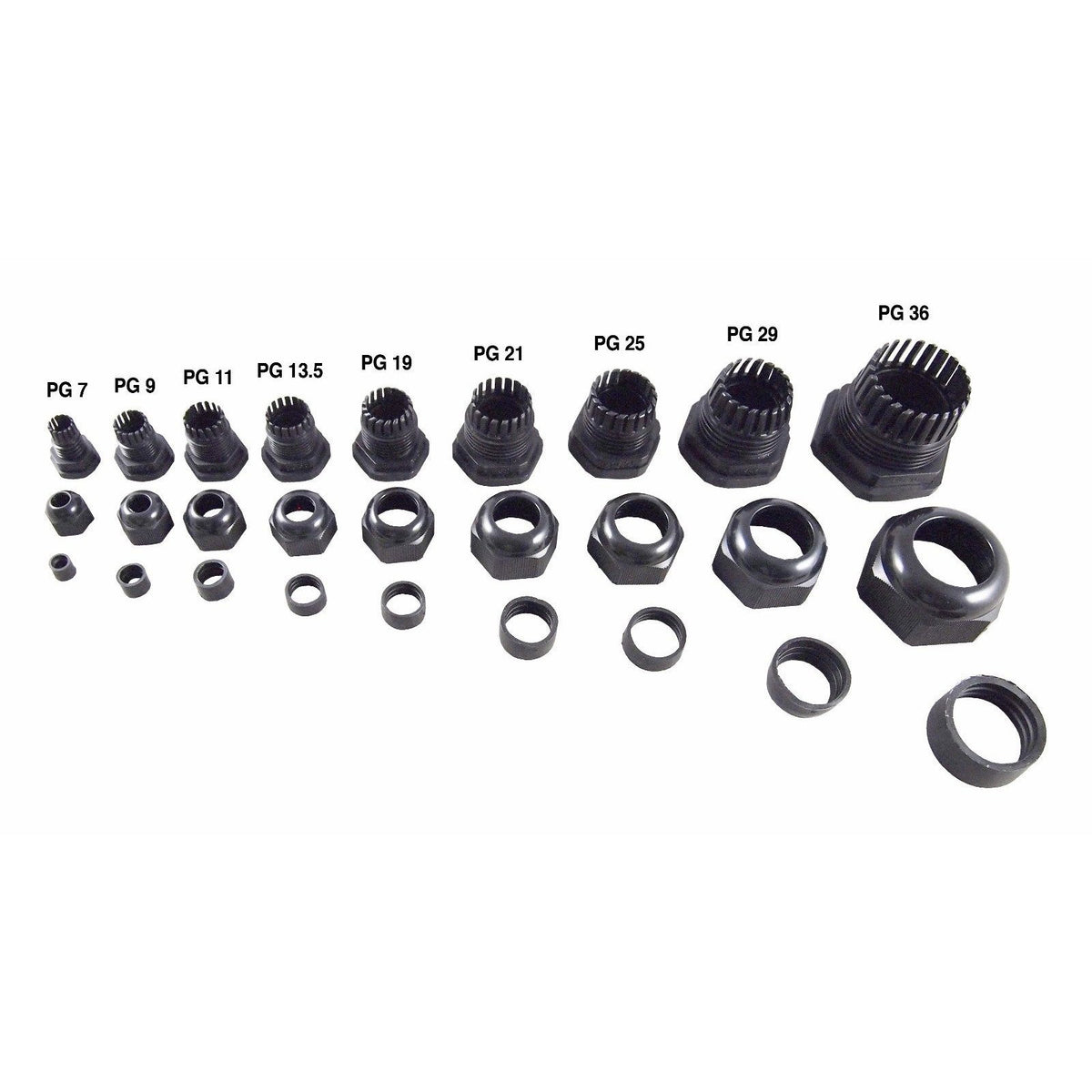 PG7 Black Nylon Waterproof Cable Gland 3.5-6 mm 10 Pack