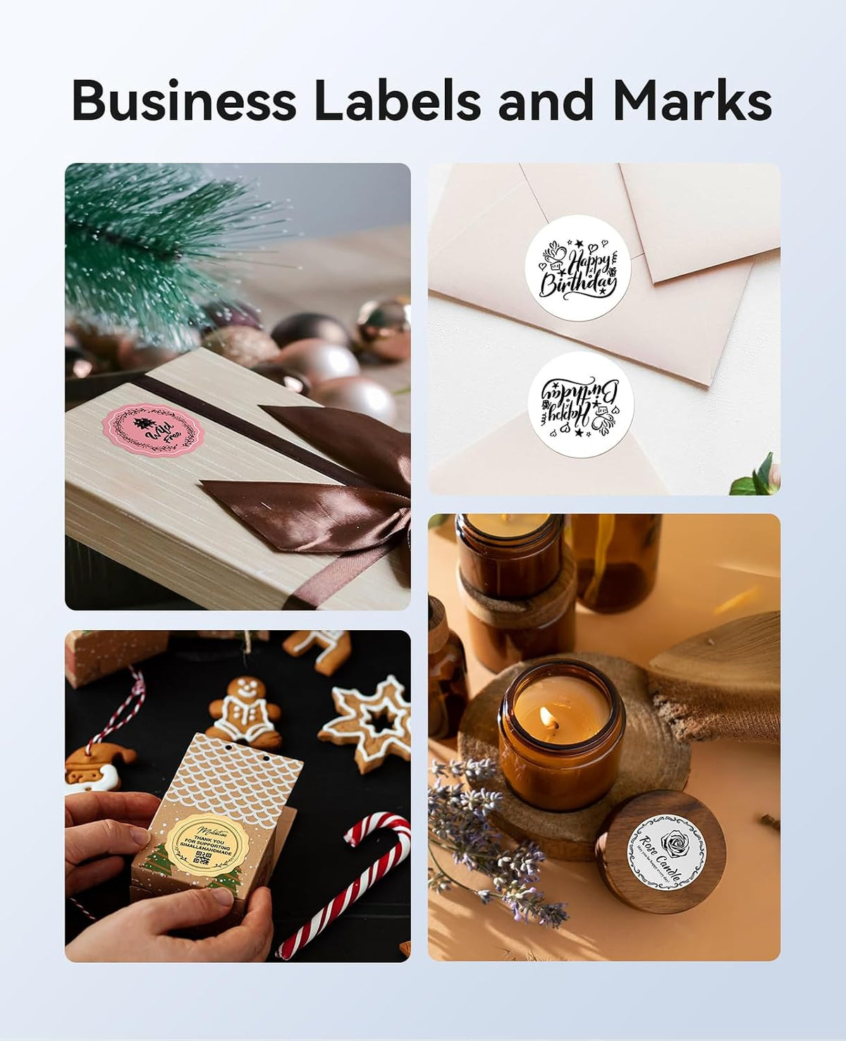 50x30mm Thermal Labels, 3Roll White Labels for B Series Label Maker