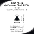 #1 Black EPDM Square Base Flexible Roof Jack Pipe Boot Metal Roofing Pipe Flashing (Pipe OD 1/4" to 2") - 100% Made