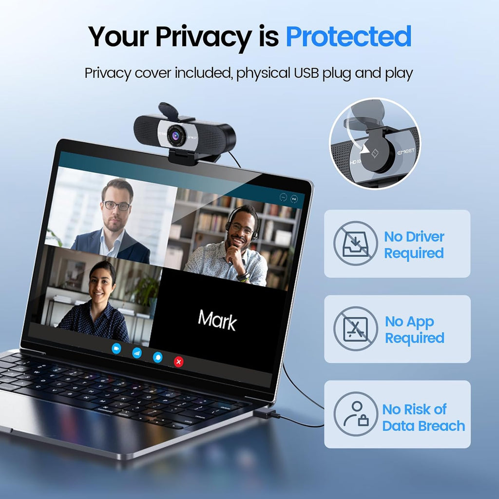 C960 1080P Webcam with Microphone, 2 Mics, 90° FOV, Computer Camera | Fixed Focus, Plug&Play for