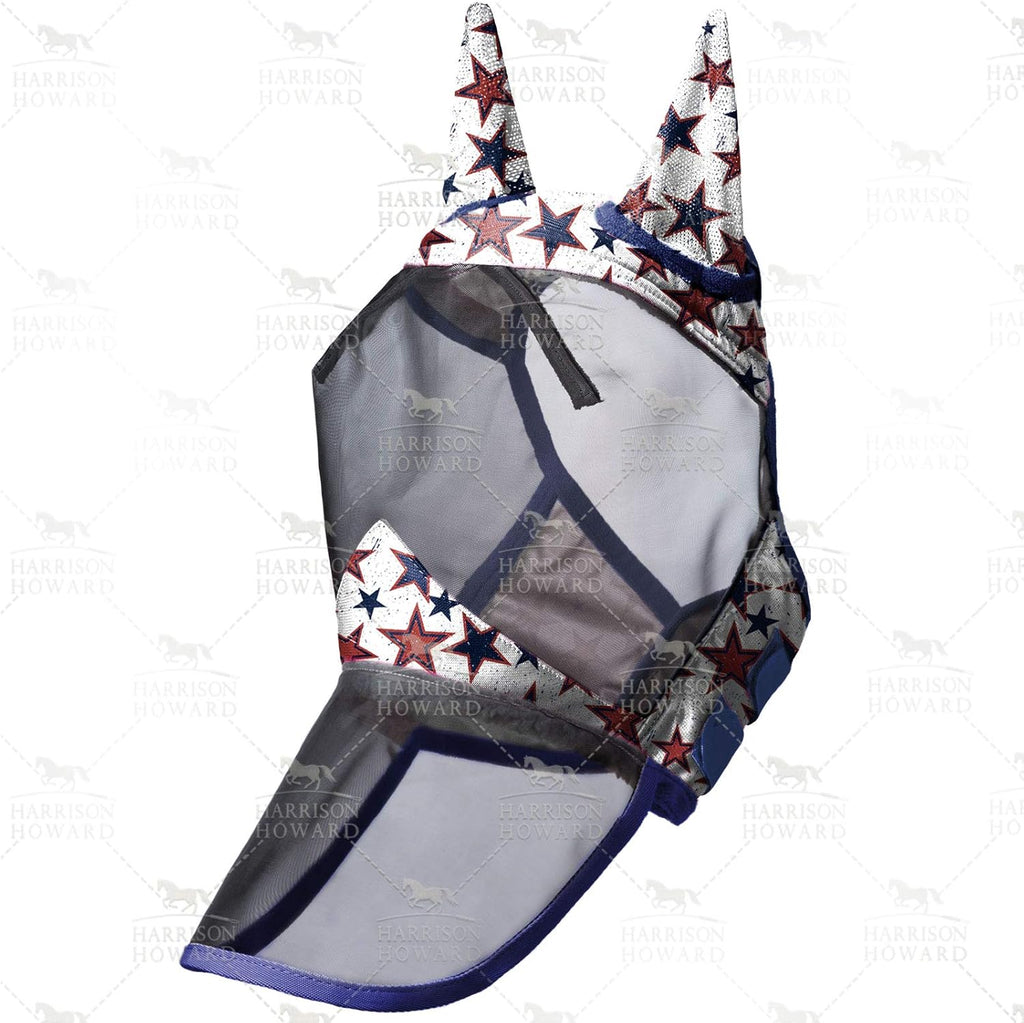 LumiVista Horse Fly Mask Long Nose with Ears UV Protection for Horse Dream Star M Cob