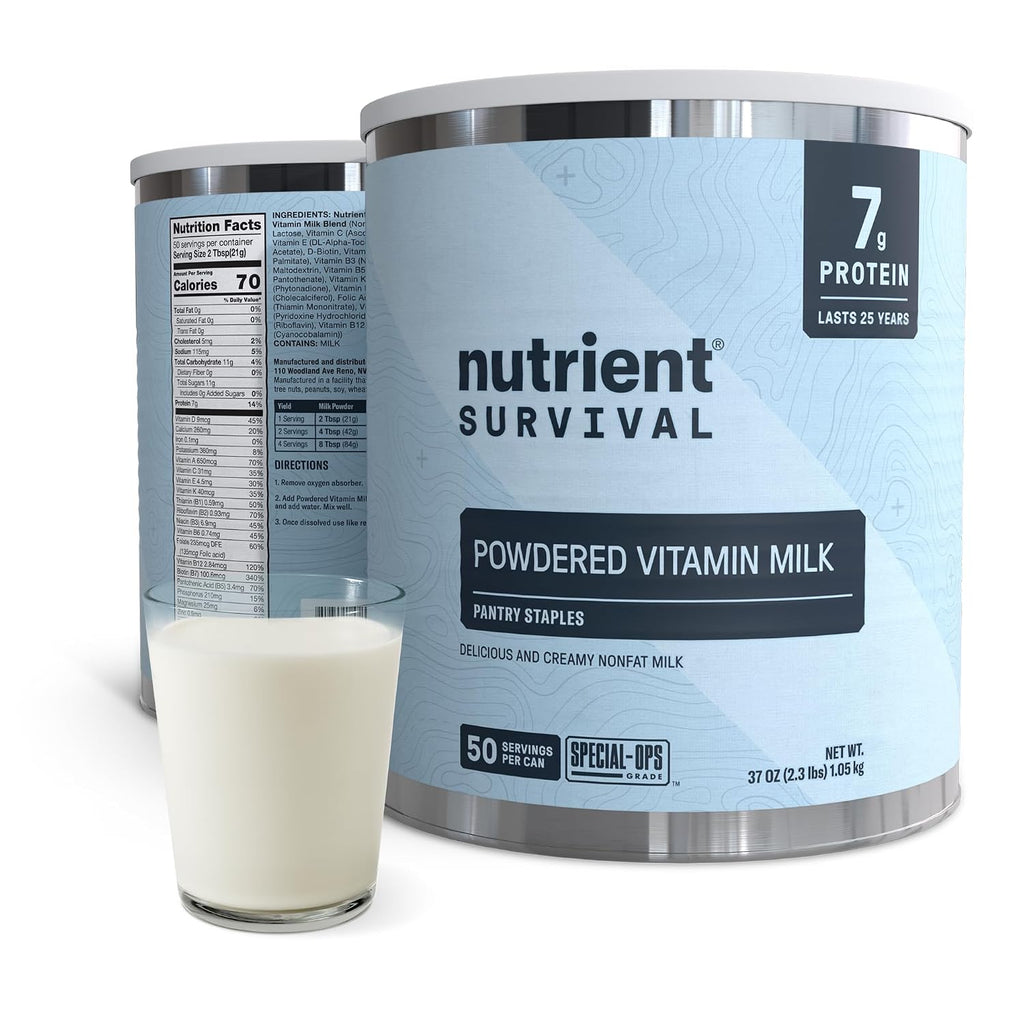 Vitamin Powdered Milk, Freeze Dried Prepper Supplies & Emergency Food Supply, 21 Essential Nutrients, Soy & Gluten