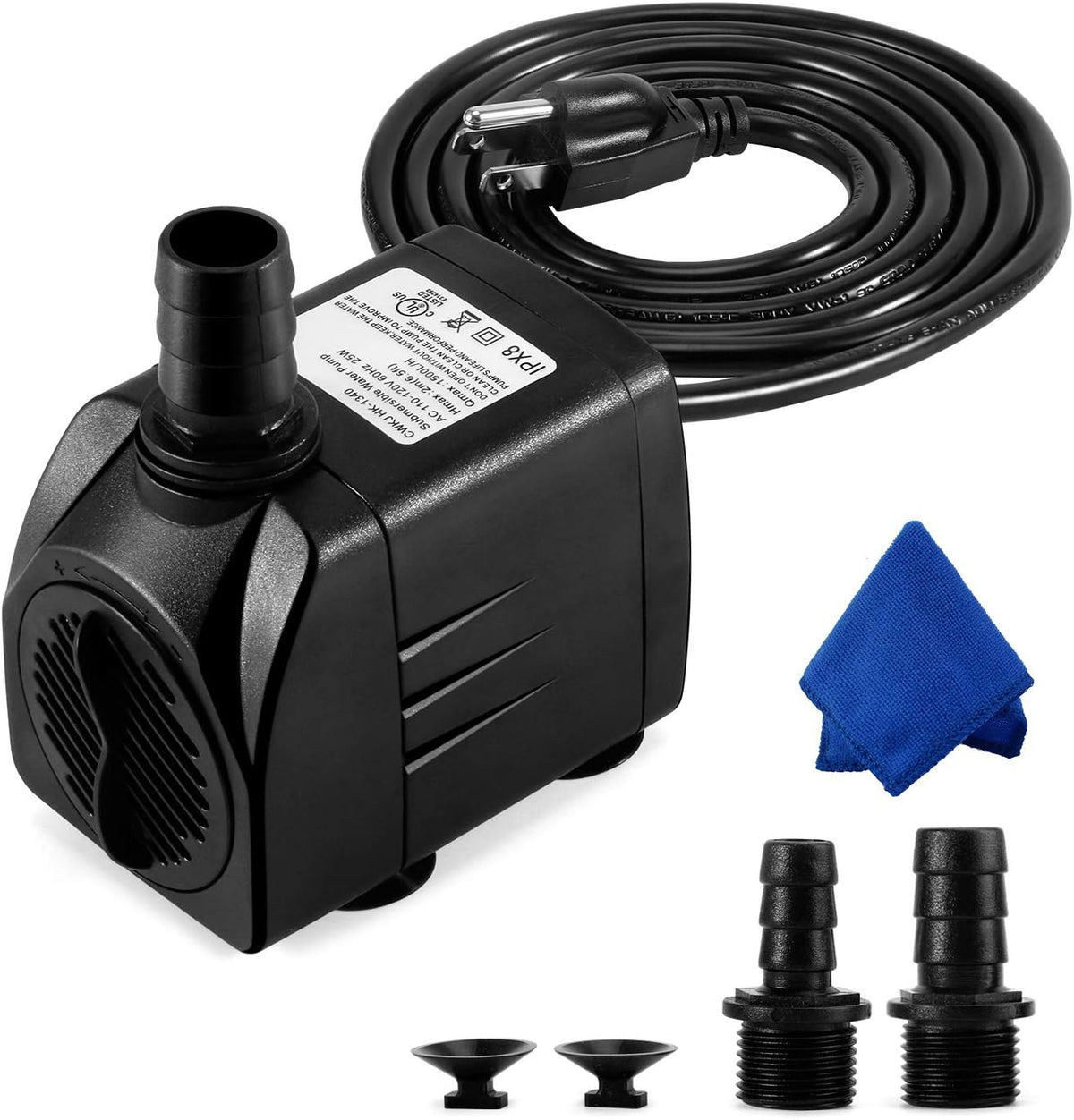 400GPH Submersible Fountain Water Pump for Pond Aquarium Hydroponics