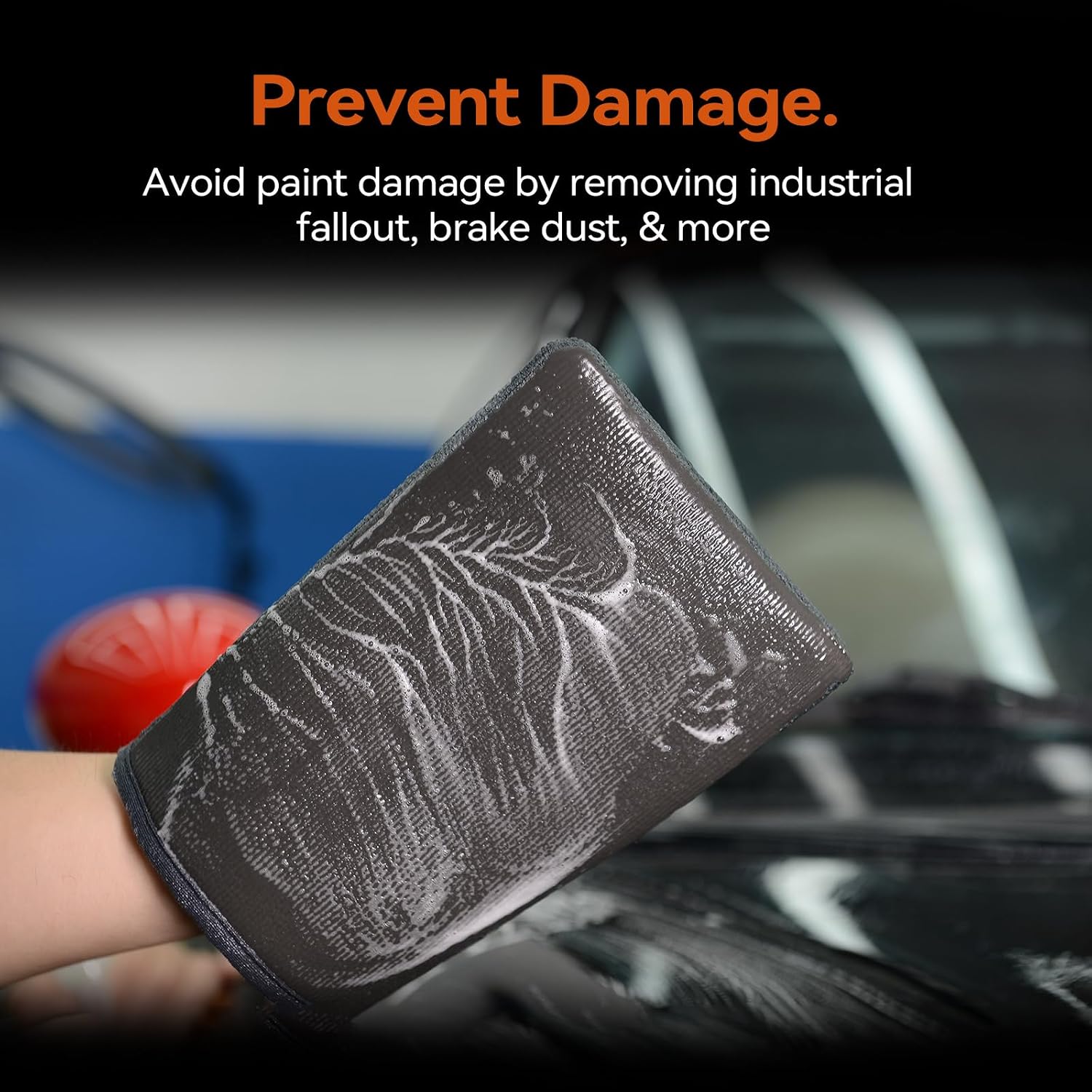 Polishes Clay Mitt - Medium Grade Clay Bar Infused Mitt | Quickly Removes Embedded Contaminants, Overspray, Iron