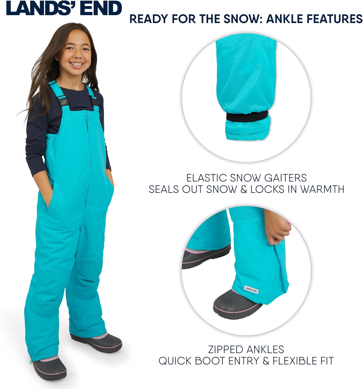 Unisex Kids Squall Waterproof Adjustable Insulated Iron Knee Snow Bib Overalls