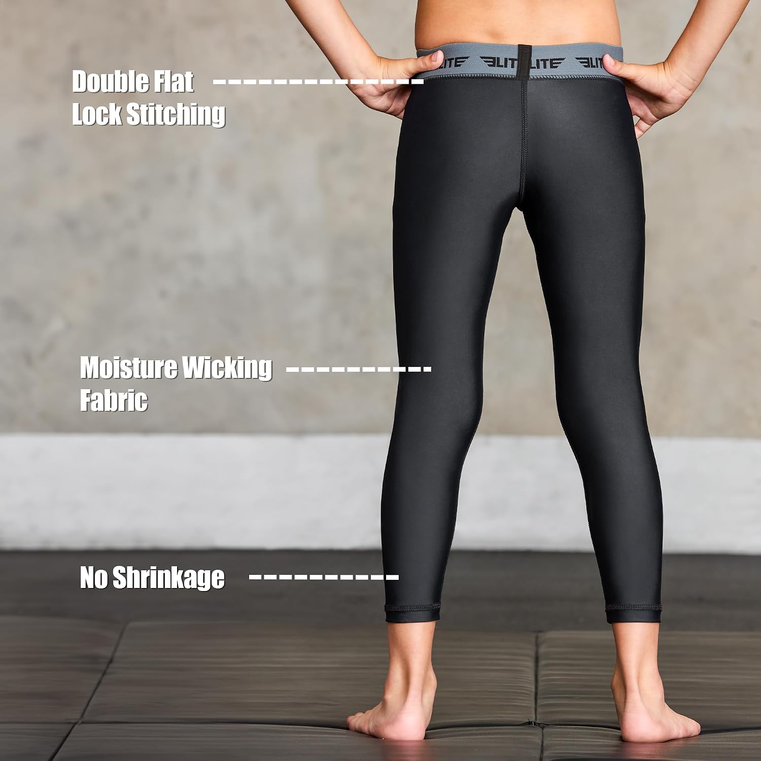 Kids BJJ Spats, Youth No Gi Compression Pants for MMA | Moisture-wicking compression spats for kids, ideal for BJJ