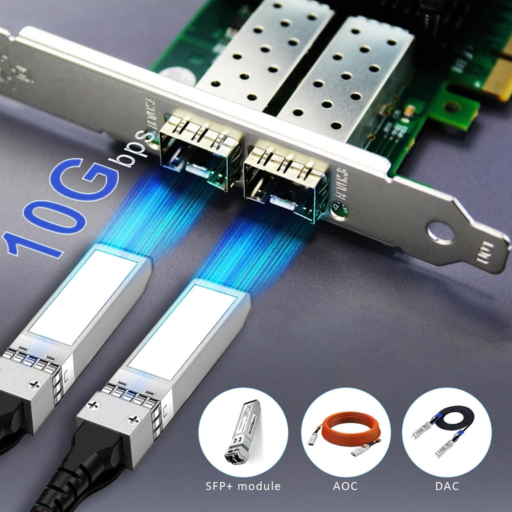 GLOTRENDS ST7268 Dual 10GbE SFP+ Network Card, Intel X520-DA2, PCIe 2.0 x8