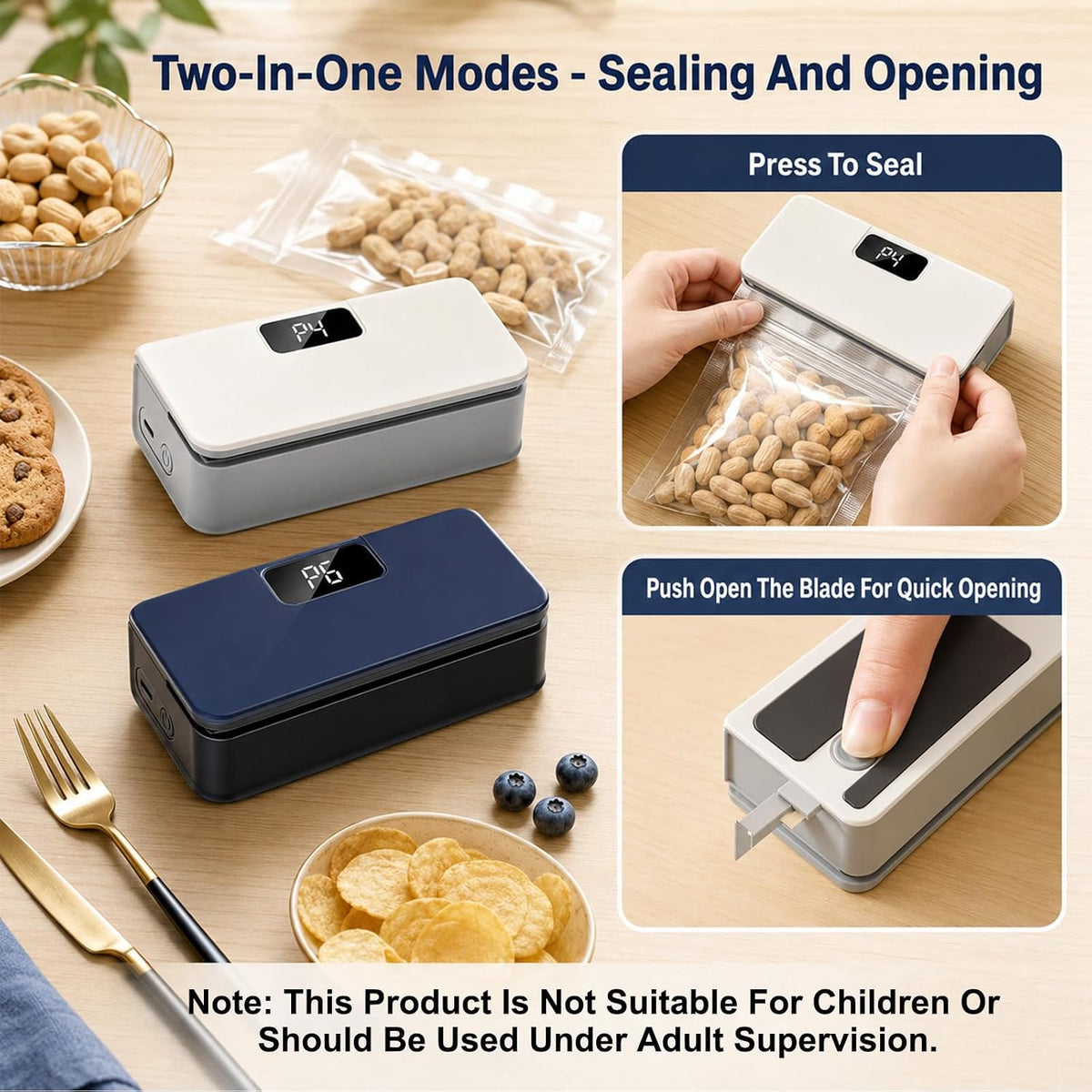 Mini Magnetic Bag Sealer,9.5cm Sealing Width,White