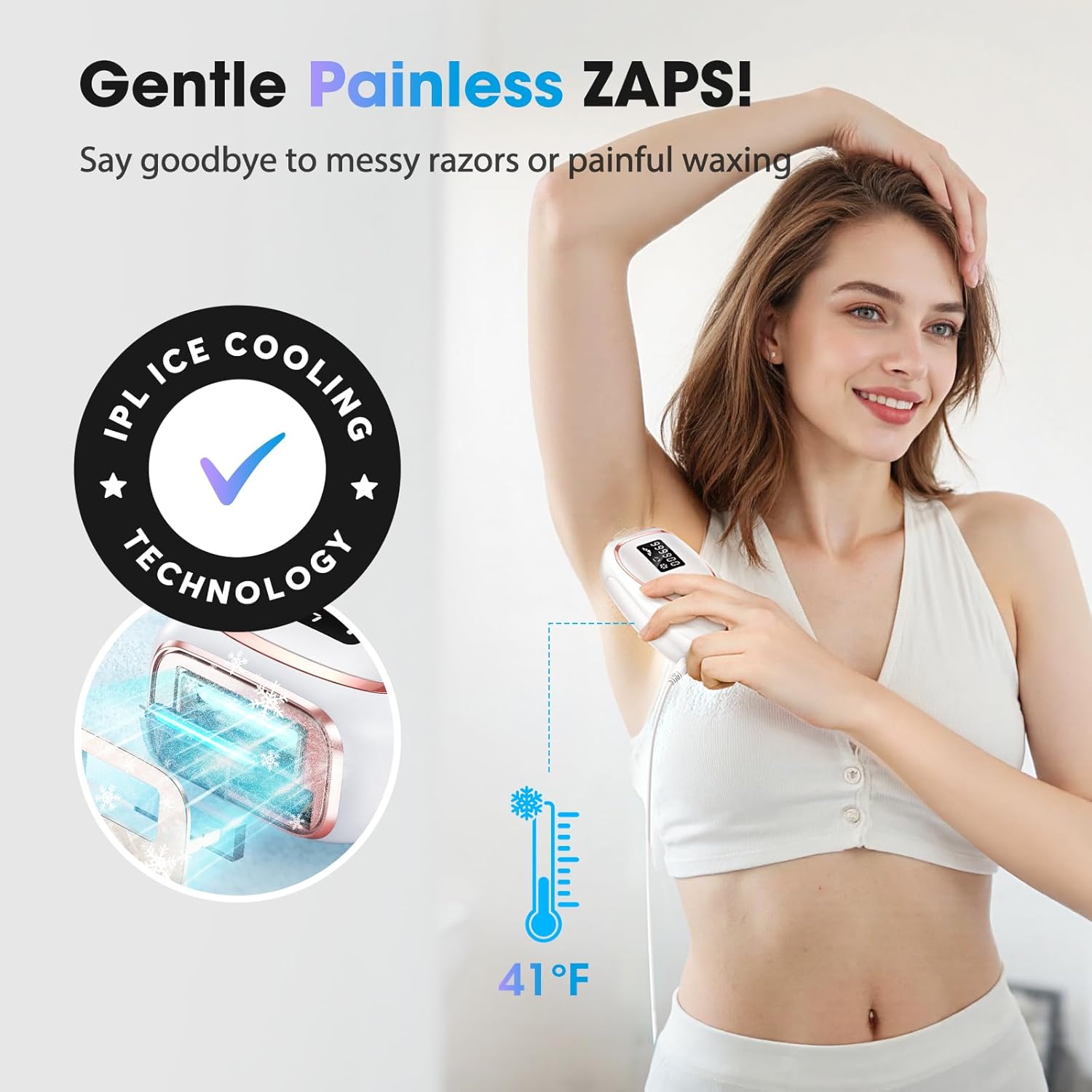 IPL Laser Hair Removal Device for Women & Men - Home 45°F Ice-Cooling Contact for Painless & Long-Lasting Results