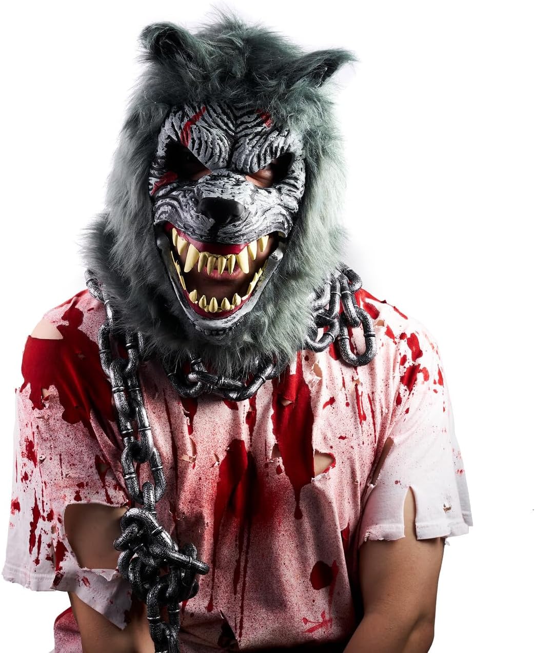 Halloween Wolf Werewolf Mask with Movable Jaw, Werewolf Costume Accessories Scary Mask for Kids Men Women Halloween