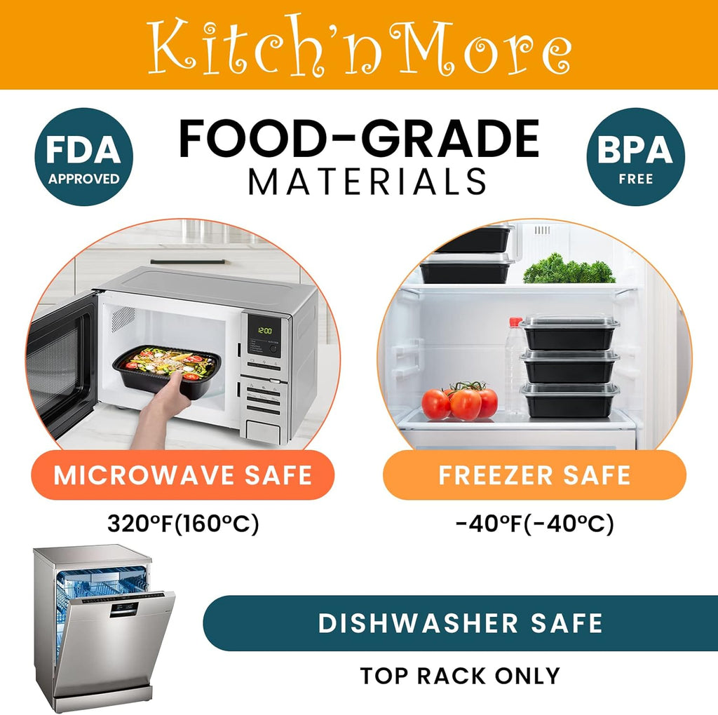 38oz Meal Prep Containers, Extra Large &Thick Food Storage Containers with Lids, Reusable Plastic,Disposable Bento