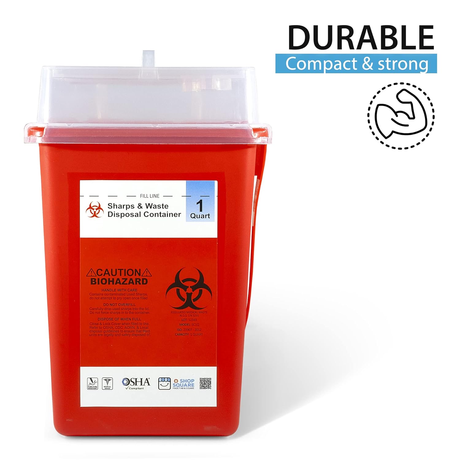 Sharps Containers for Home Use, Needle Disposal, Sharps Disposal, Small Biohazard Containers - 1 Quart