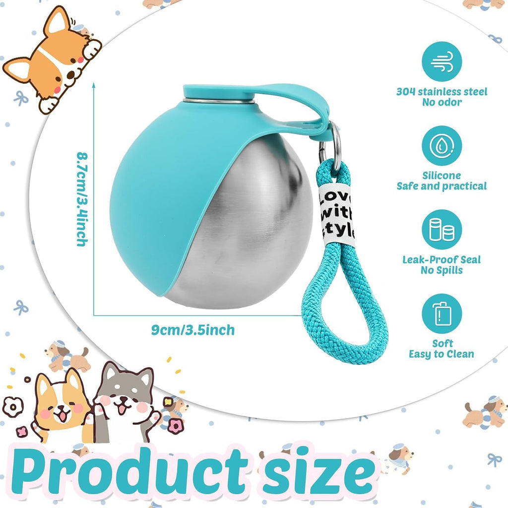 2 in 1 Portable Dog Water Bottle, 285ml Foldable Dog Travel Water Bottle with Silicone Bowl, Leak Proof Pet Water