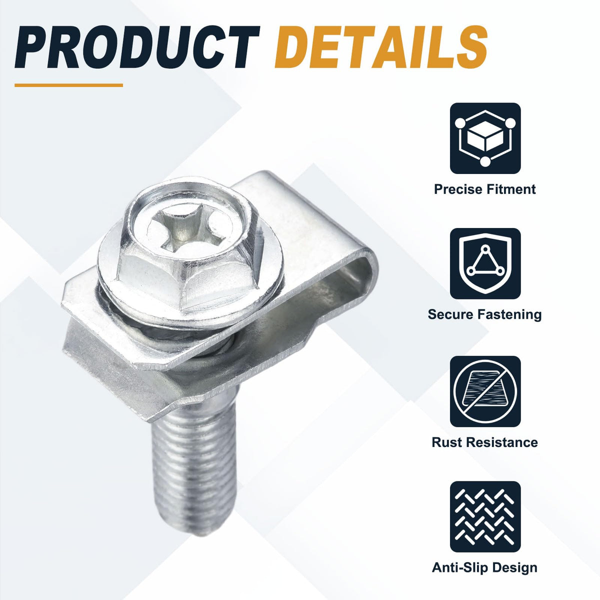PATIKIL 20Set M8 Body Bolts & U-Nuts Kit Bumper Splash Shield Clips Silver